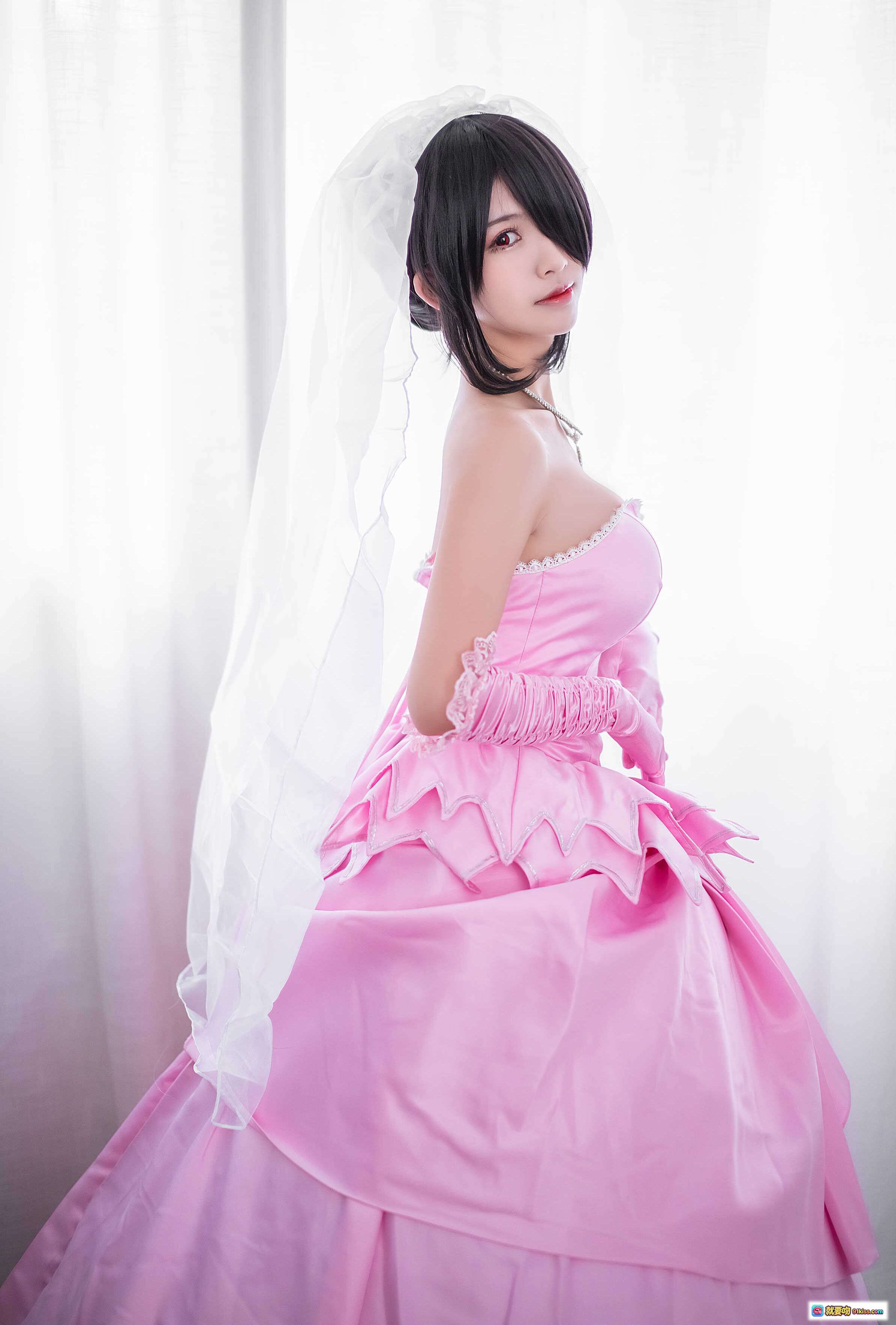 图片[6] - 鳗鱼霏儿NO.034狂三婚纱Cosplay写真 粉色礼服长手套头纱唯美少女风高清图集 - 就要吻