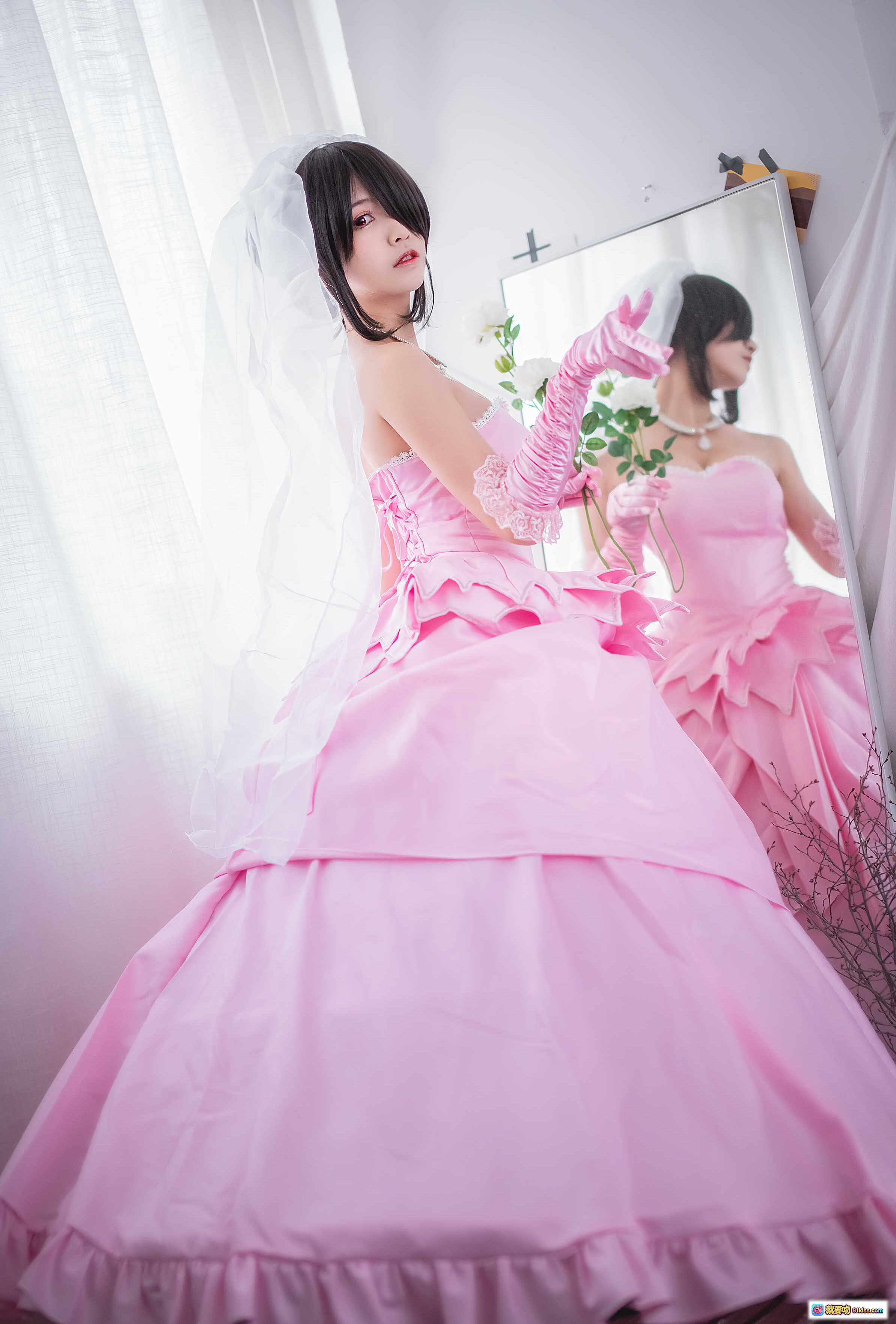 图片[2] - 鳗鱼霏儿NO.034狂三婚纱Cosplay写真 粉色礼服长手套头纱唯美少女风高清图集 - 就要吻