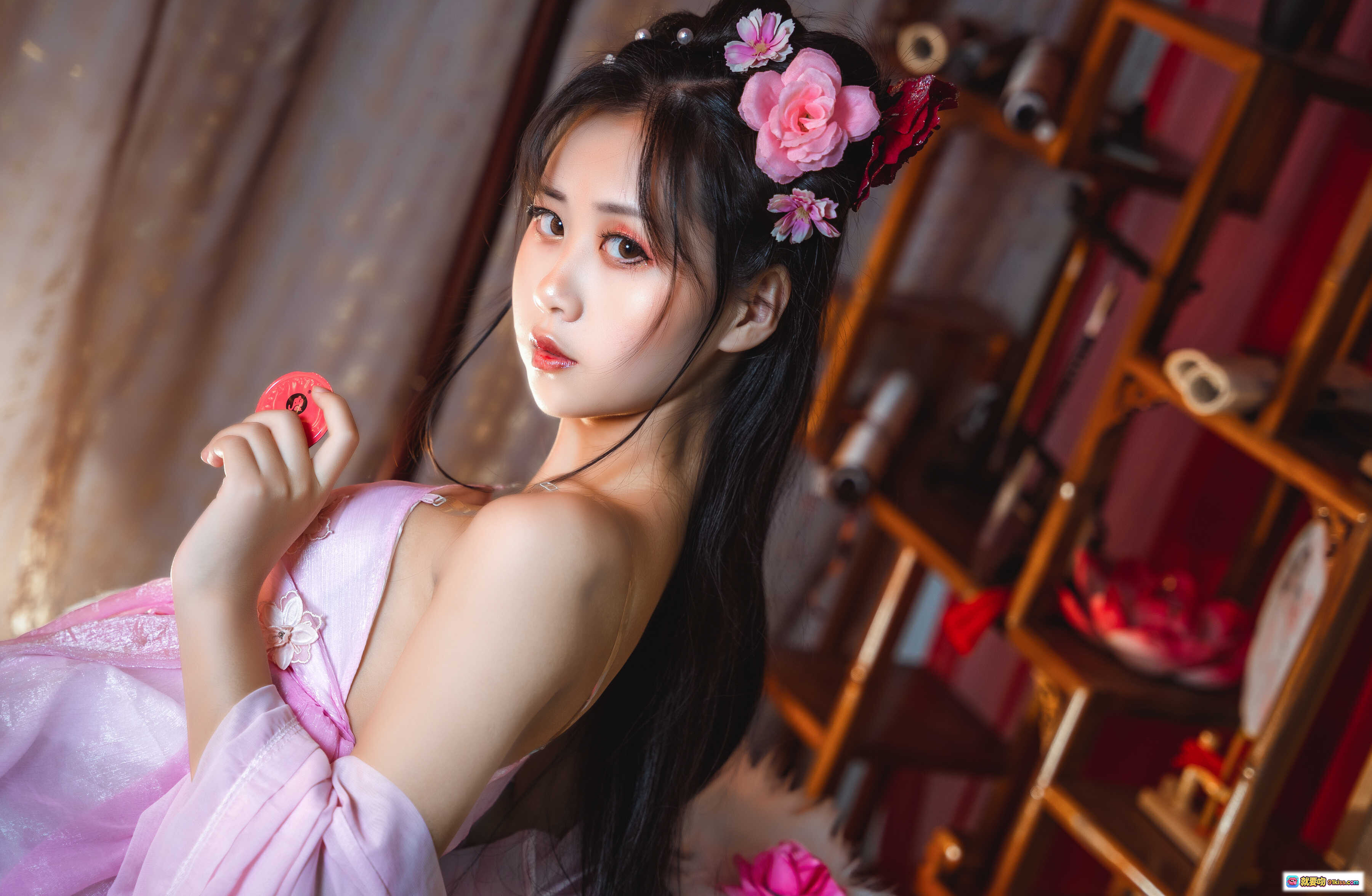 图片[3] - 萌芽儿o0古装写真NO.007 粉色汉服少女花饰发髻甜美可爱高清20P - 就要吻