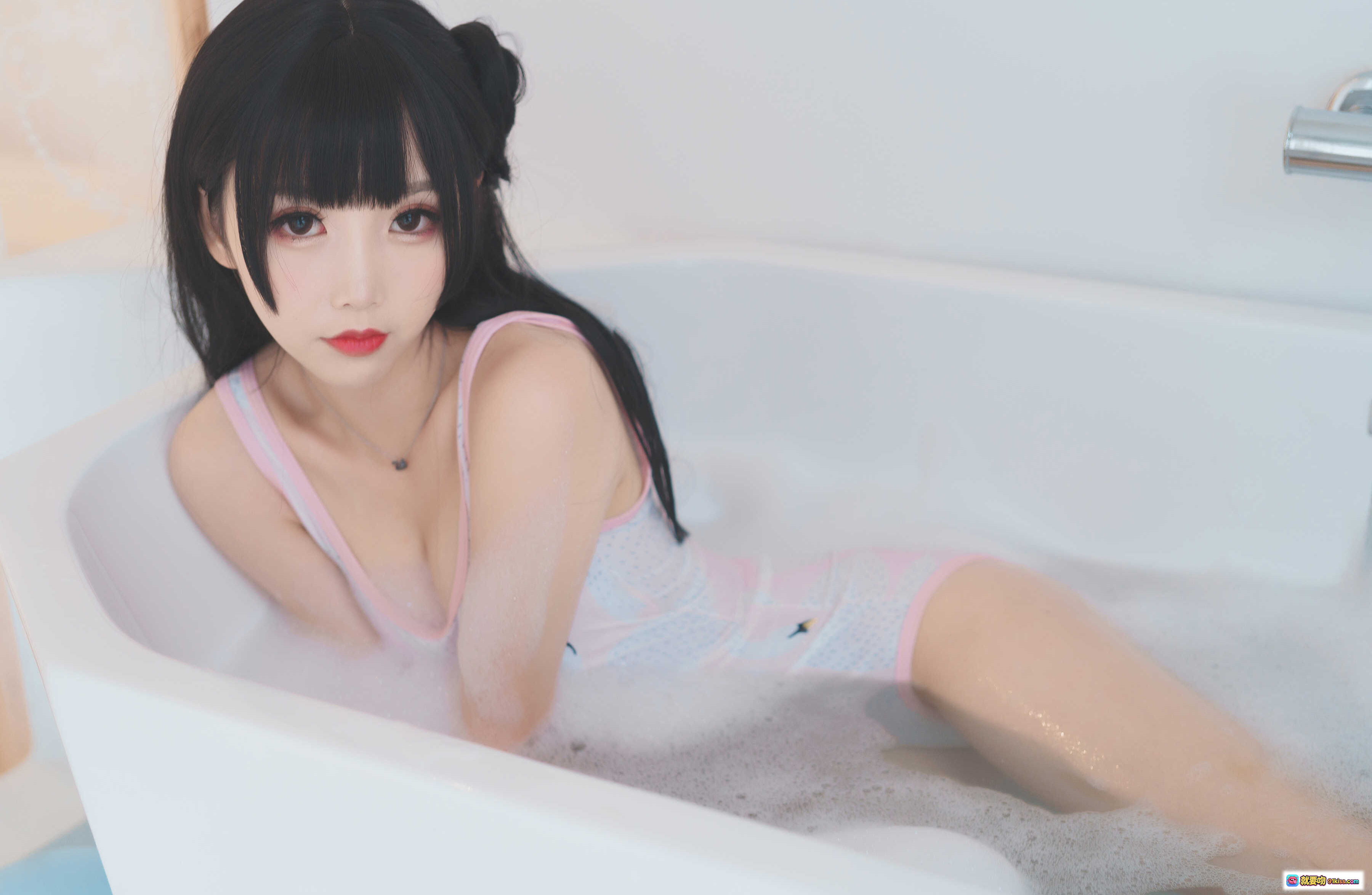 图片[4] - 面饼仙儿NO.064浴缸泡泡写真 | 白色泳衣少女浴室私房照 | 41P高清图集 - 就要吻