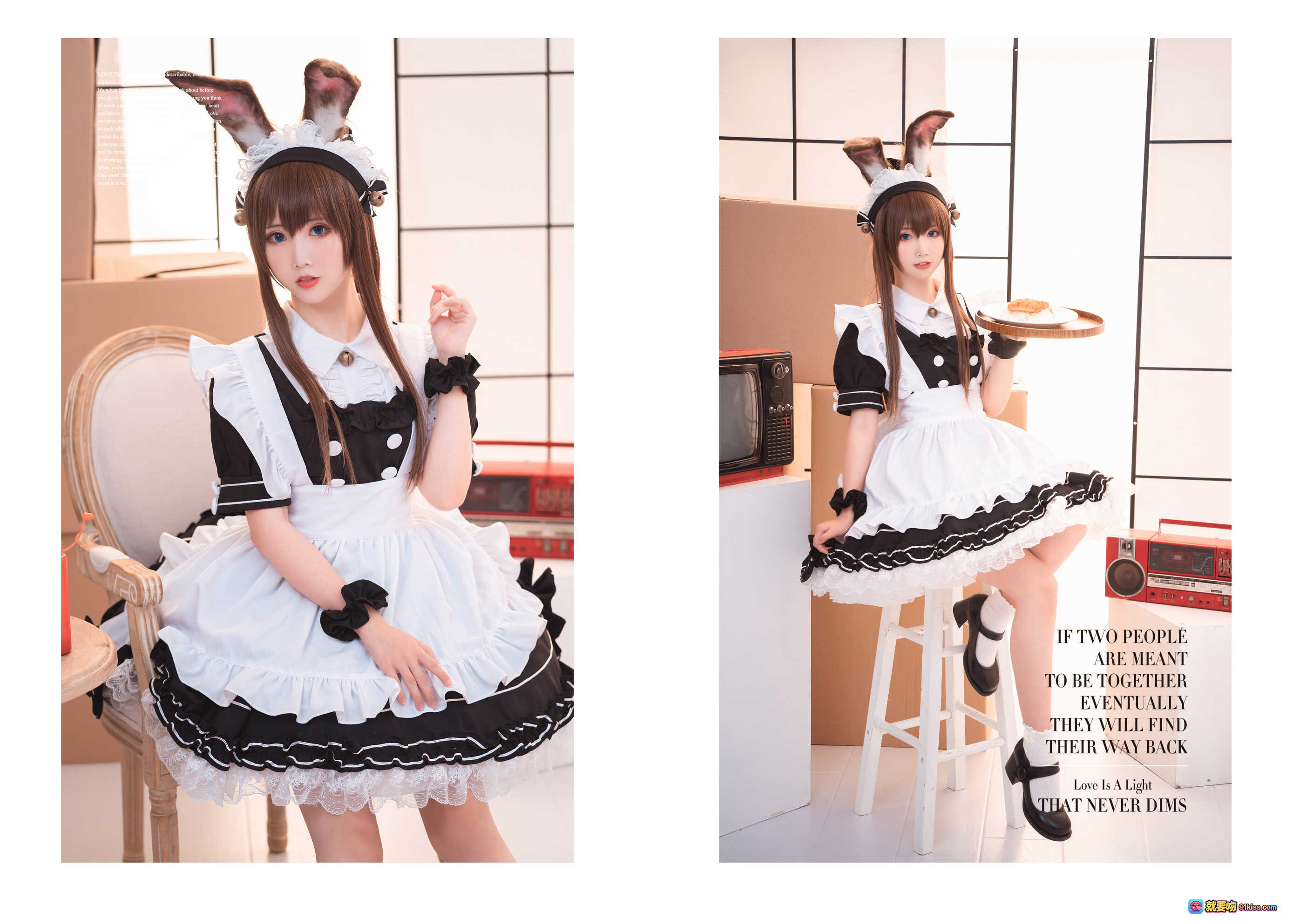 图片[5] - 面饼仙儿NO.088阿米驴女仆写真23P209MB兔耳女仆装黑白色系甜美可爱室内场景复古电视道具高画质Cosplay美图 - 就要吻