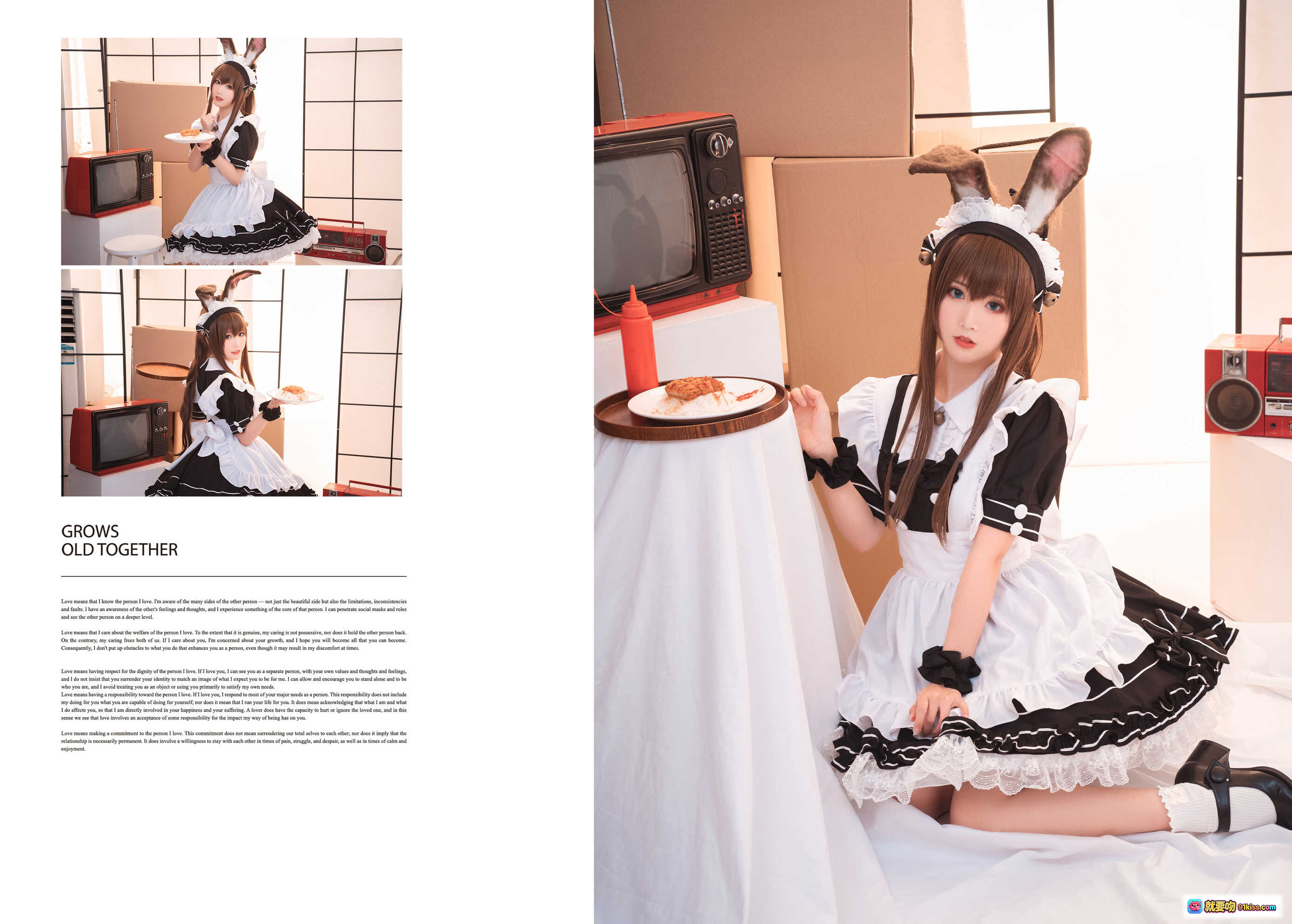 图片[8] - 面饼仙儿NO.088阿米驴女仆写真23P209MB兔耳女仆装黑白色系甜美可爱室内场景复古电视道具高画质Cosplay美图 - 就要吻