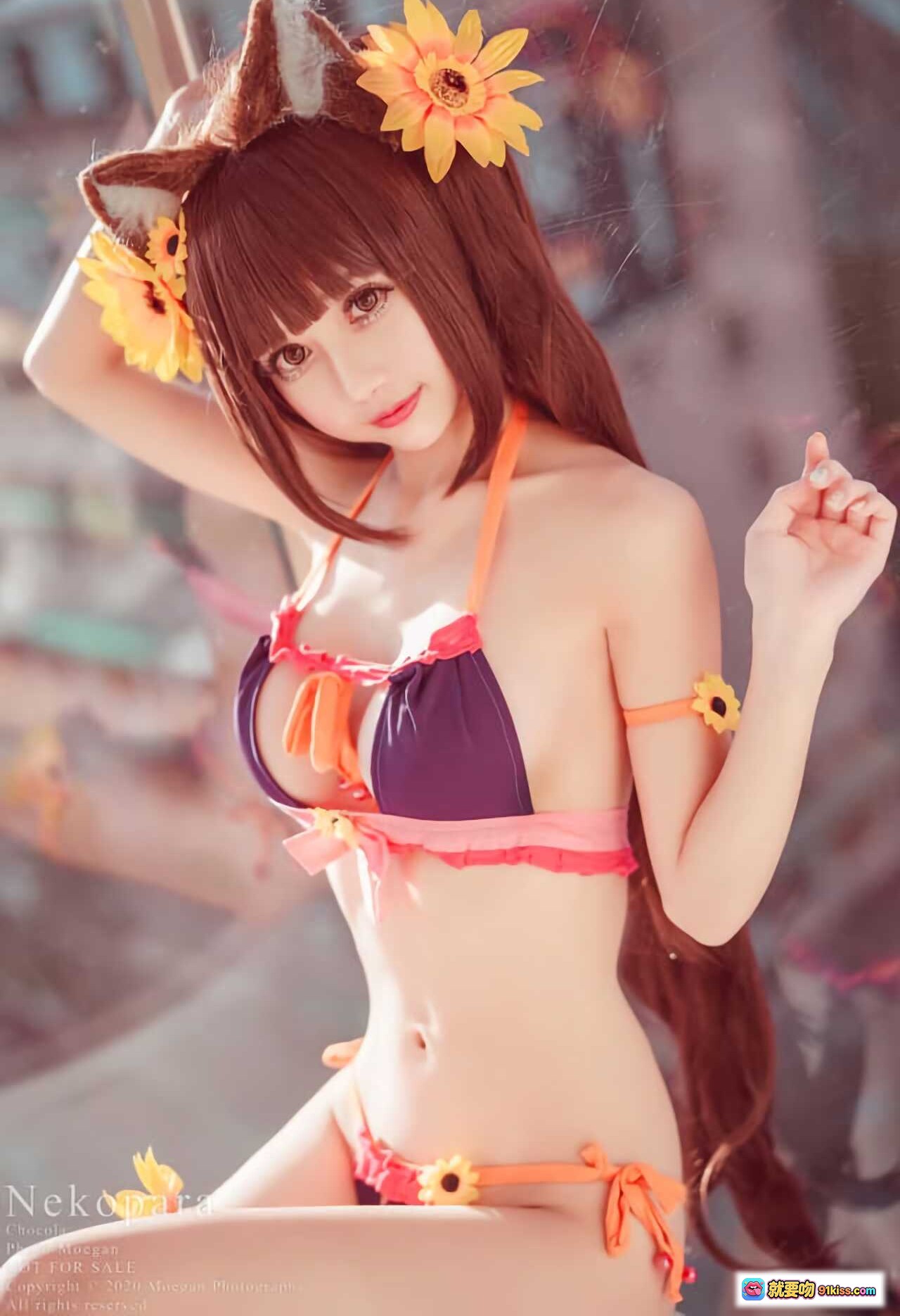 图片[10] - 冲田凛花水着写真｜猫耳比基尼泳装｜向日葵装饰｜甜美少女风｜Nekopara角色扮演｜高清摄影图 - 就要吻