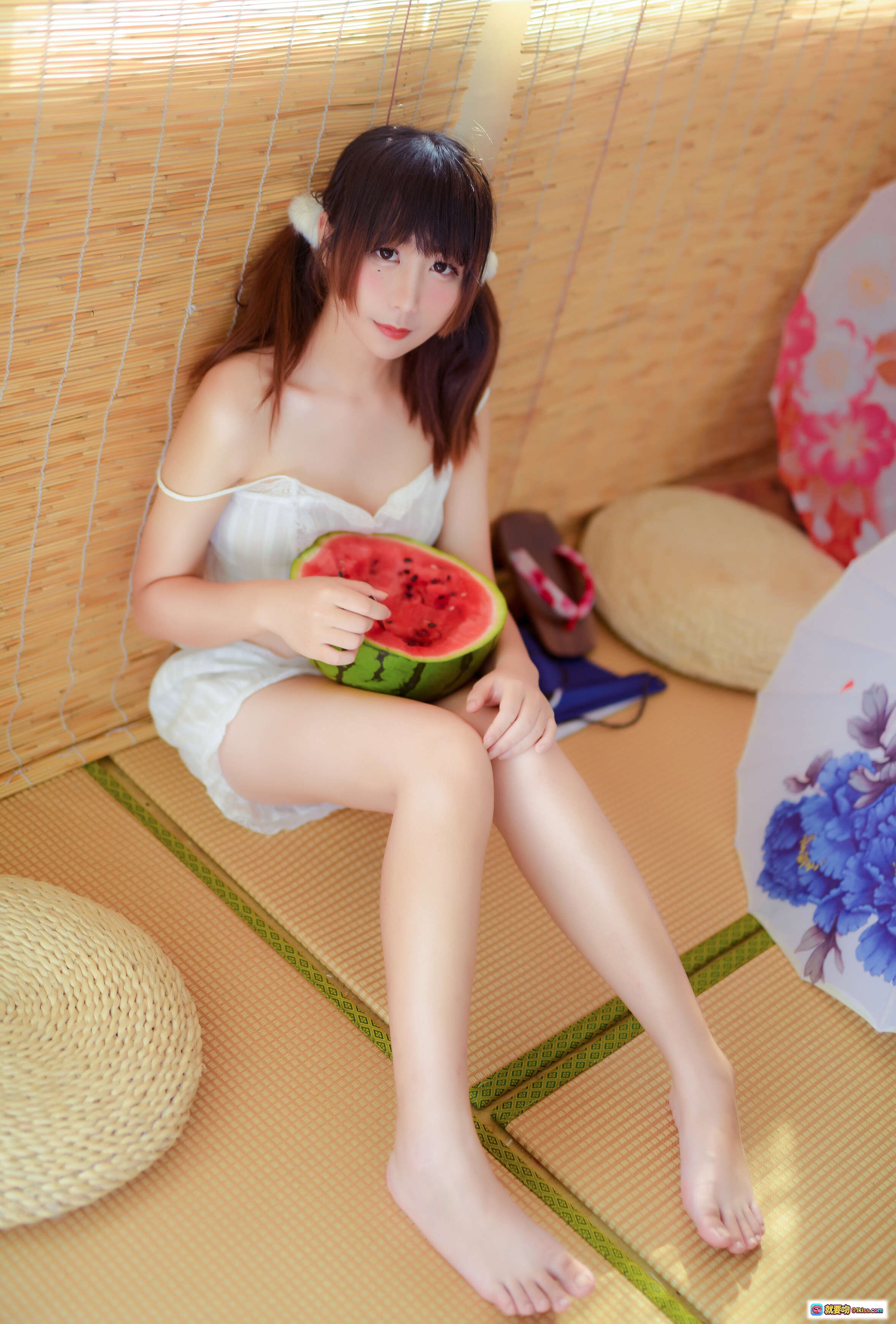 图片[7] - 九曲Jean NO.013 夏日私房写真 甜美少女 手持白扇 西瓜清凉 日式和风 13P高清图集 - 就要吻