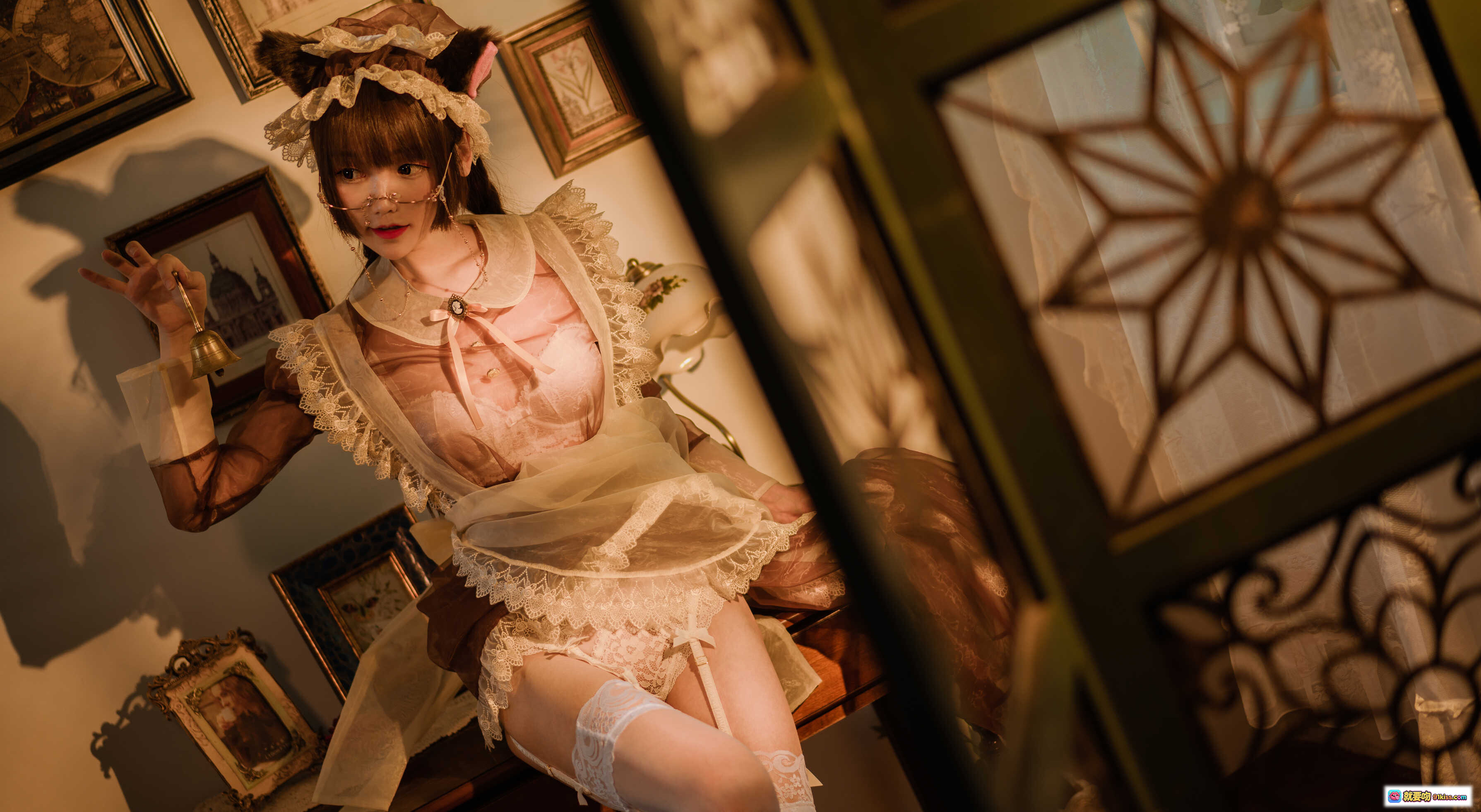 图片[5] - 星野咪兔NO.001透明女仆写真｜洛丽塔风格绘画少女｜蕾丝头饰+透视纱裙｜58P高清图集 - 就要吻