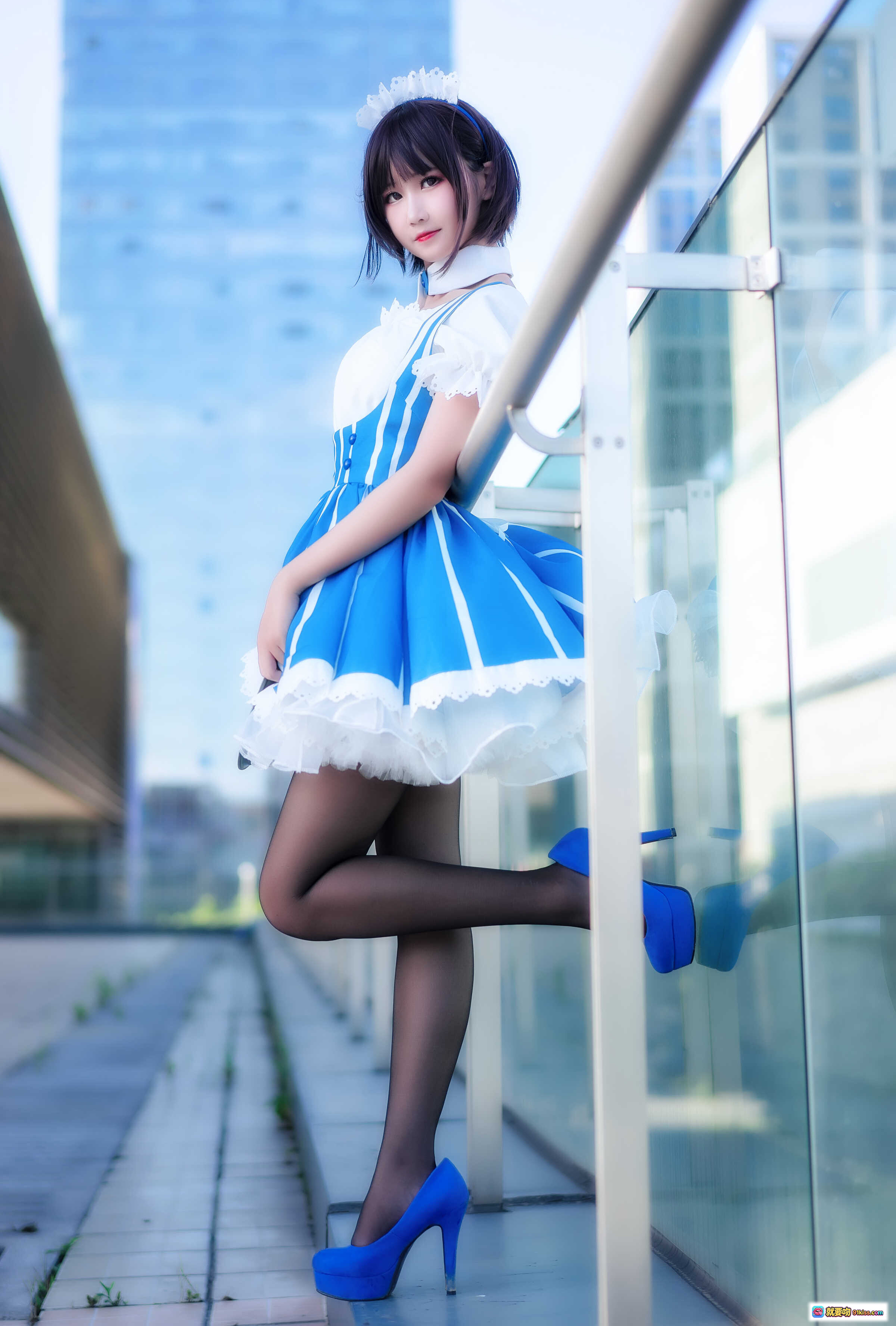 图片[10] - 三度_69 NO.028 路人女主的养成方法2 Cosplay 蓝白女仆装 黑丝美腿 甜美少女写真 27P高清图集 - 就要吻