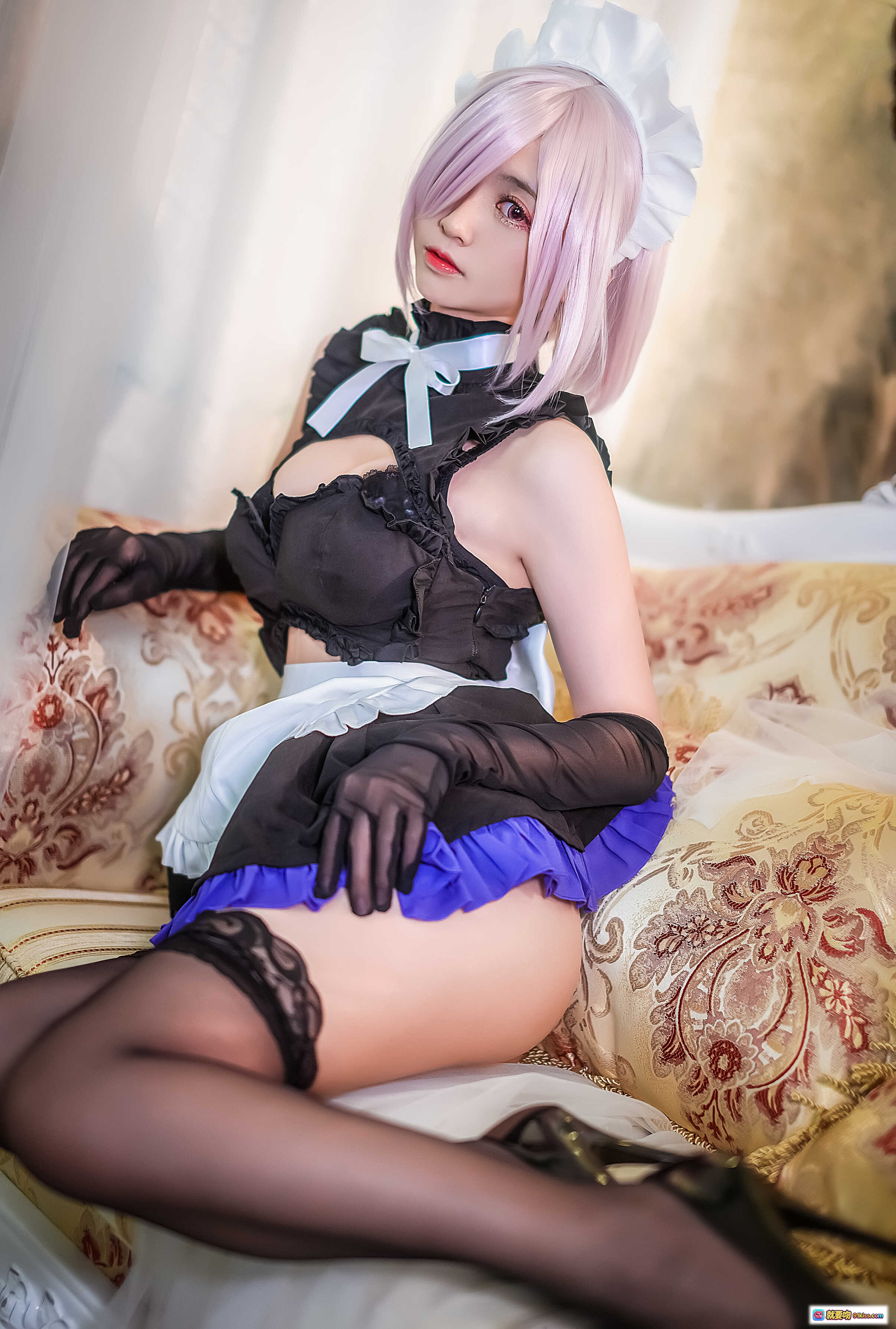 图片[9] - 鳗鱼霏儿NO.042玛修女仆装cos写真 – 紫发黑丝蕾丝边性感优雅室内拍摄12P高清图集 - 就要吻