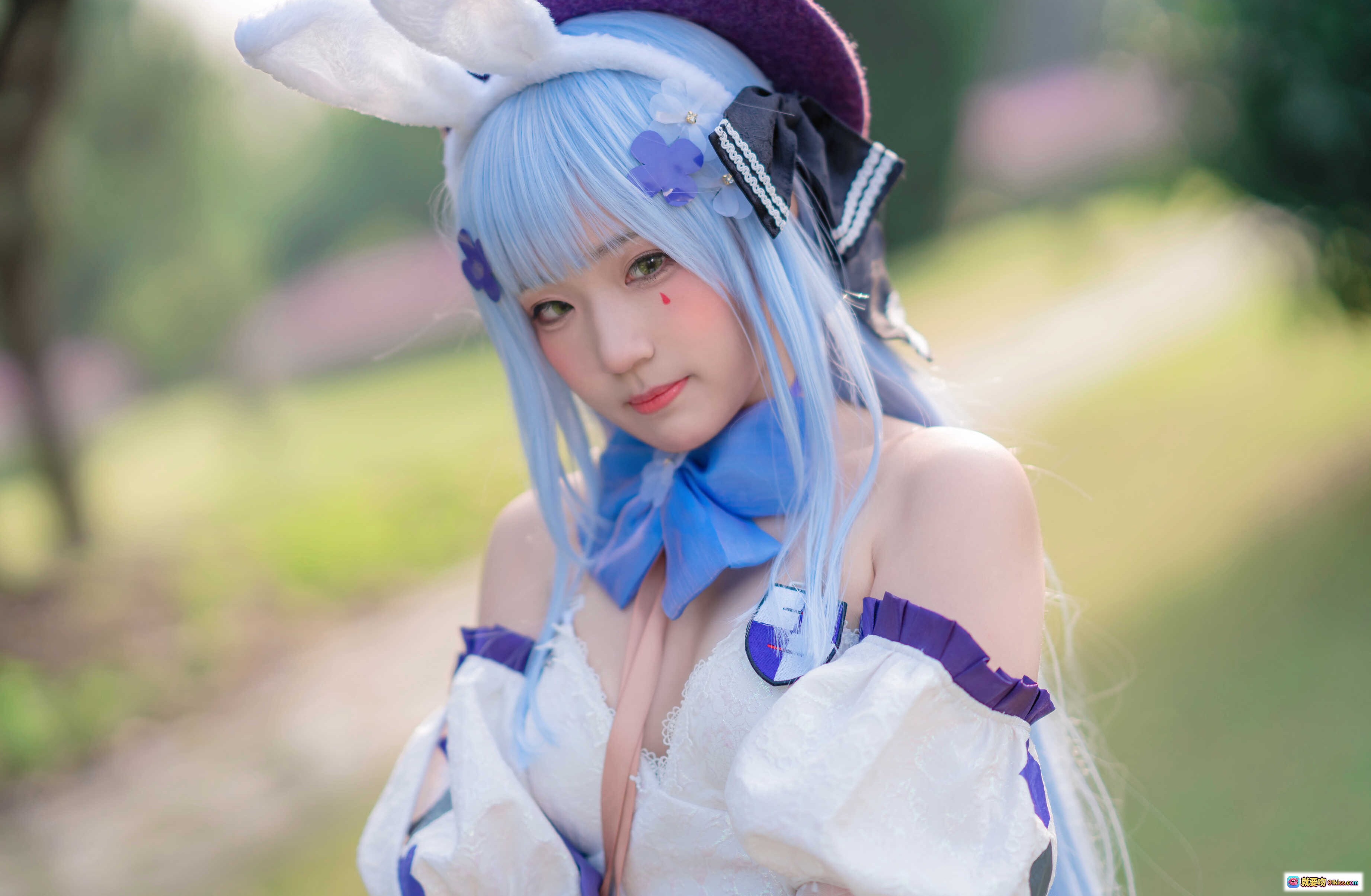 图片[5] - 弥美Mime NO.015 少女前线 HK416 Cosplay 白紫兔耳洛丽塔 蓝发少女户外写真 20P高清图集 - 就要吻