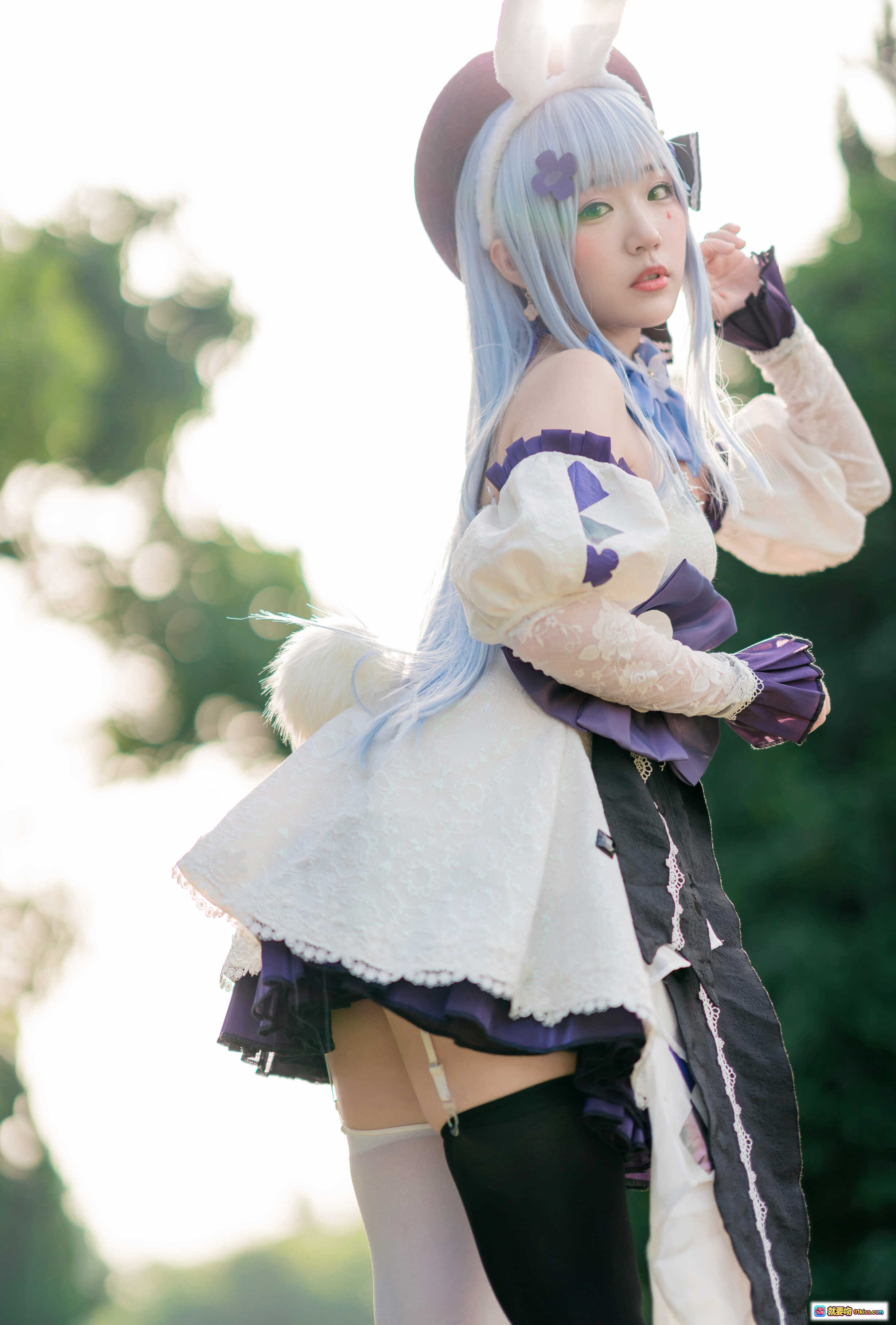 图片[7] - 弥美Mime NO.015 少女前线 HK416 Cosplay 白紫兔耳洛丽塔 蓝发少女户外写真 20P高清图集 - 就要吻
