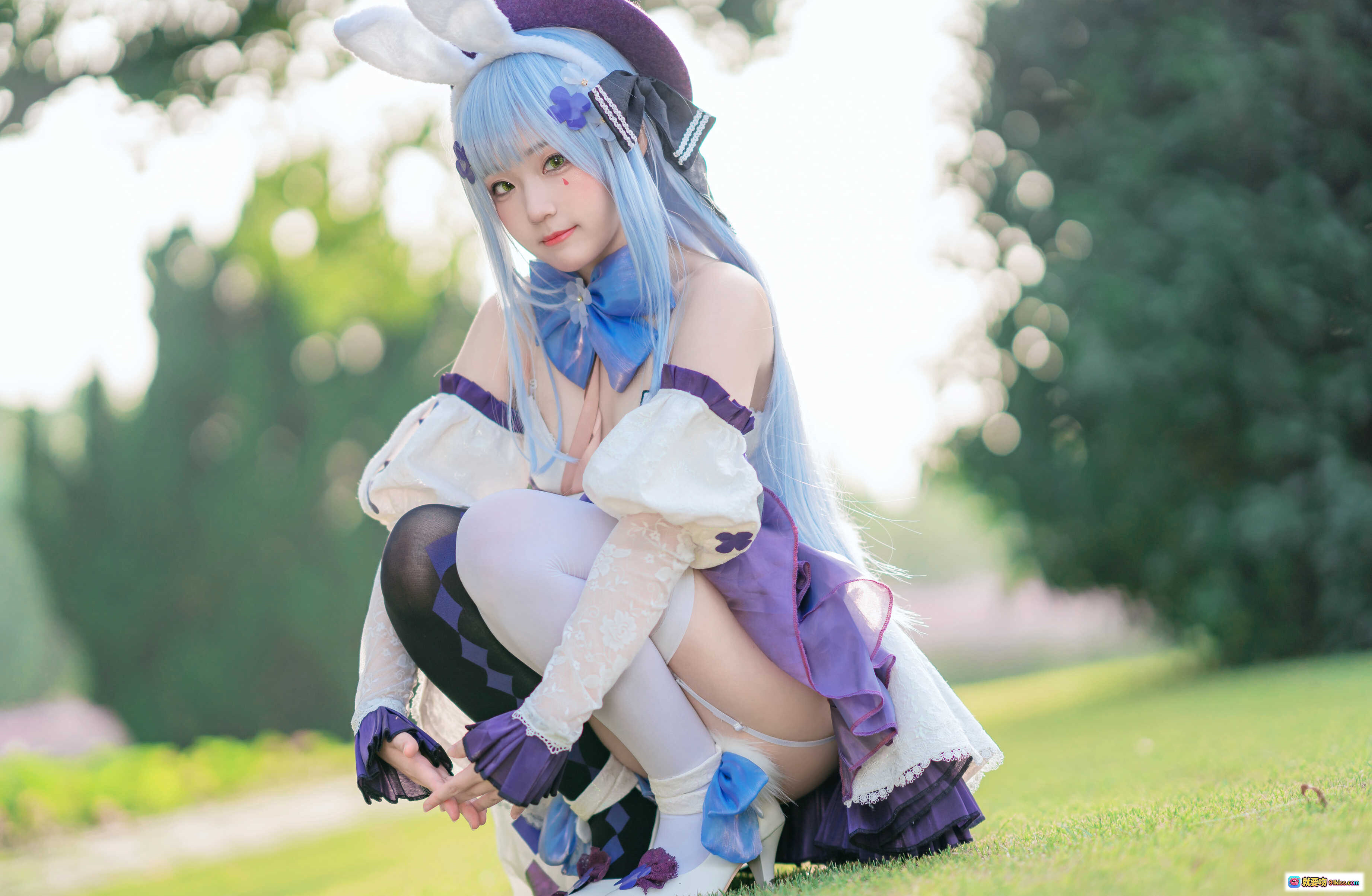 图片[10] - 弥美Mime NO.015 少女前线 HK416 Cosplay 白紫兔耳洛丽塔 蓝发少女户外写真 20P高清图集 - 就要吻