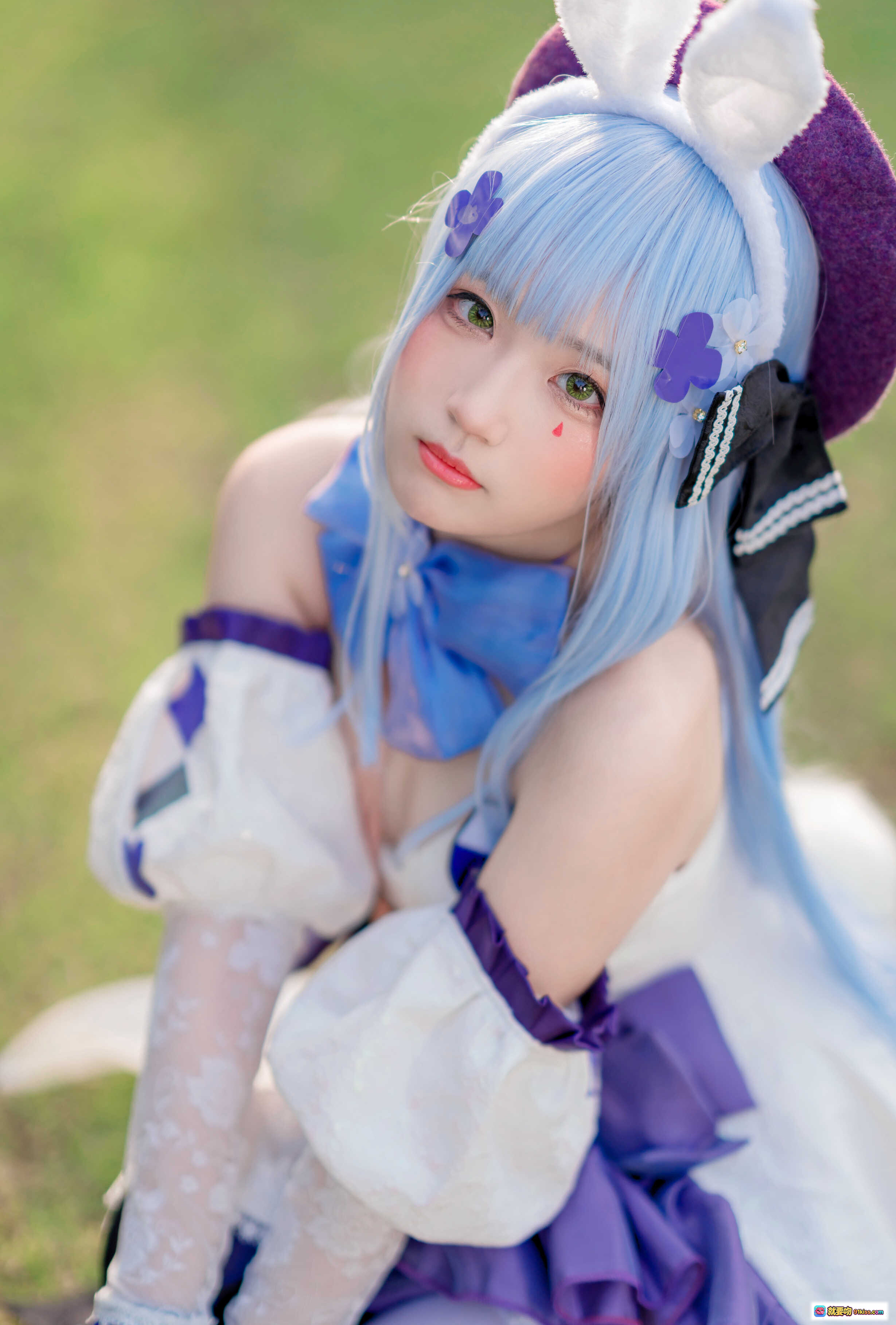 图片[9] - 弥美Mime NO.015 少女前线 HK416 Cosplay 白紫兔耳洛丽塔 蓝发少女户外写真 20P高清图集 - 就要吻