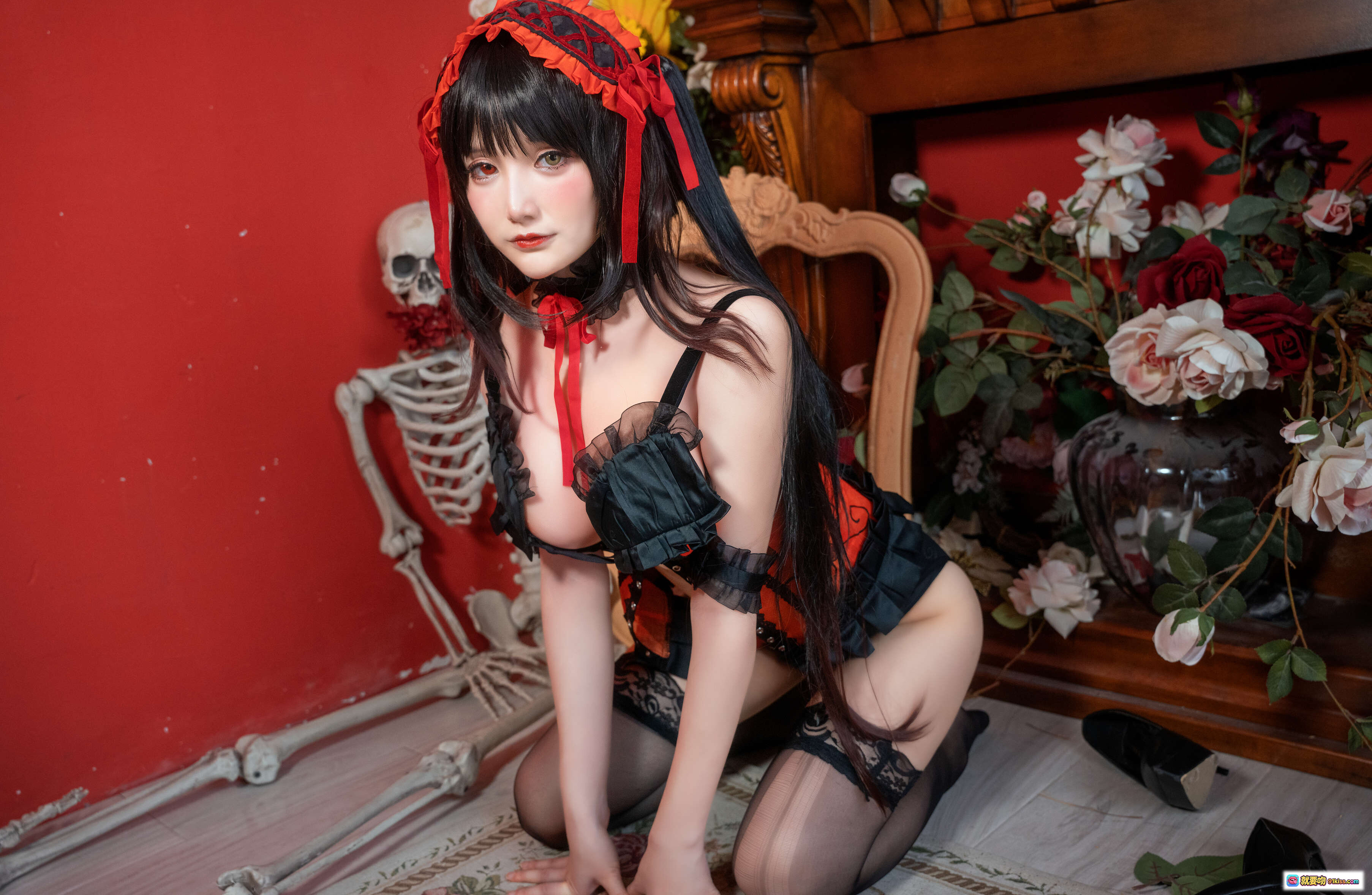 图片[6] - 仙九Airi NO.007 狂三Cosplay内衣写真 21P高清图集 黑红蕾丝诱惑 持枪坐姿优雅复古书房场景 - 就要吻