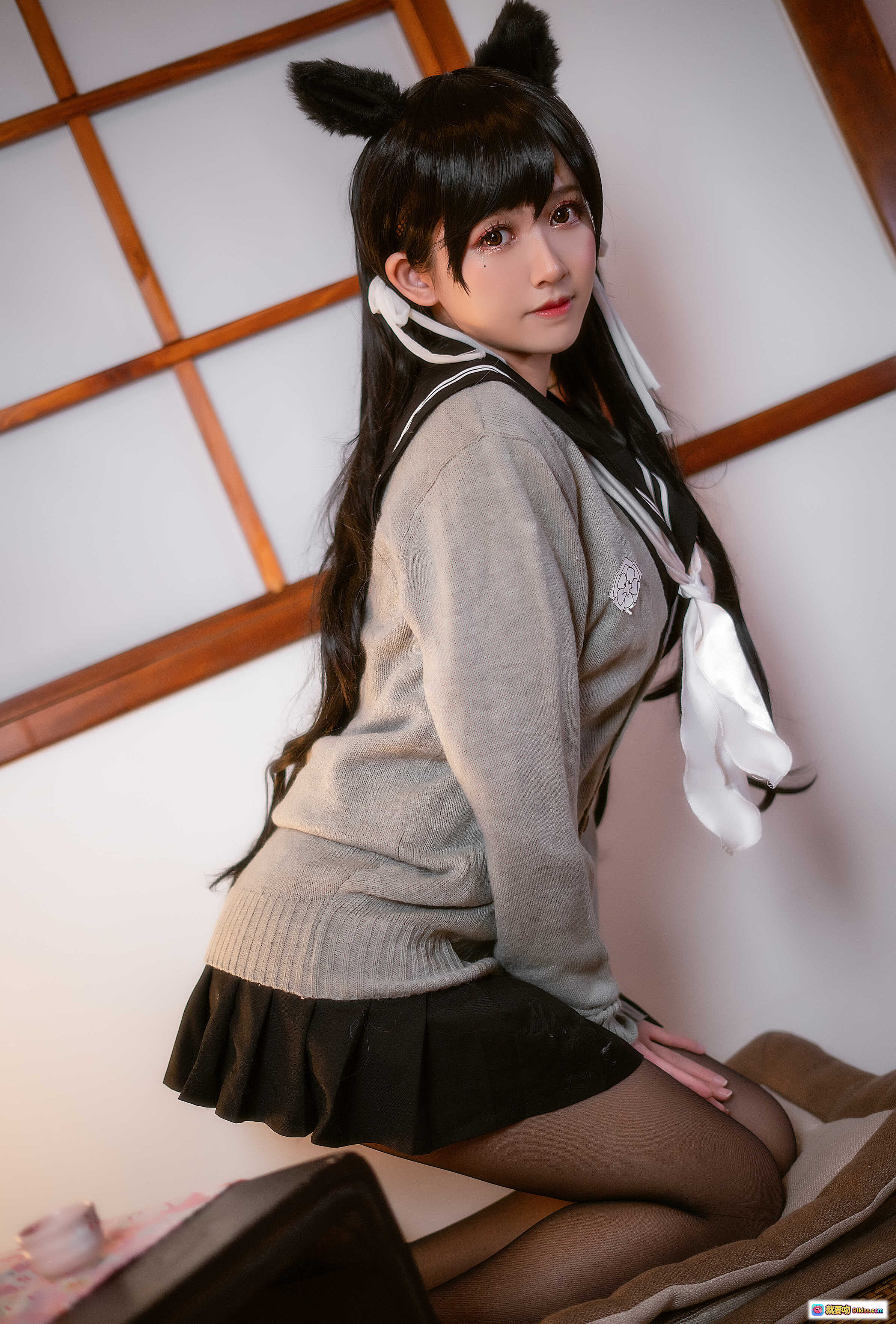 图片[10] - 鳗鱼霏儿NO.012碧蓝航线校服cos写真-日式和风场景黑丝美腿猫耳少女摄影集 - 就要吻