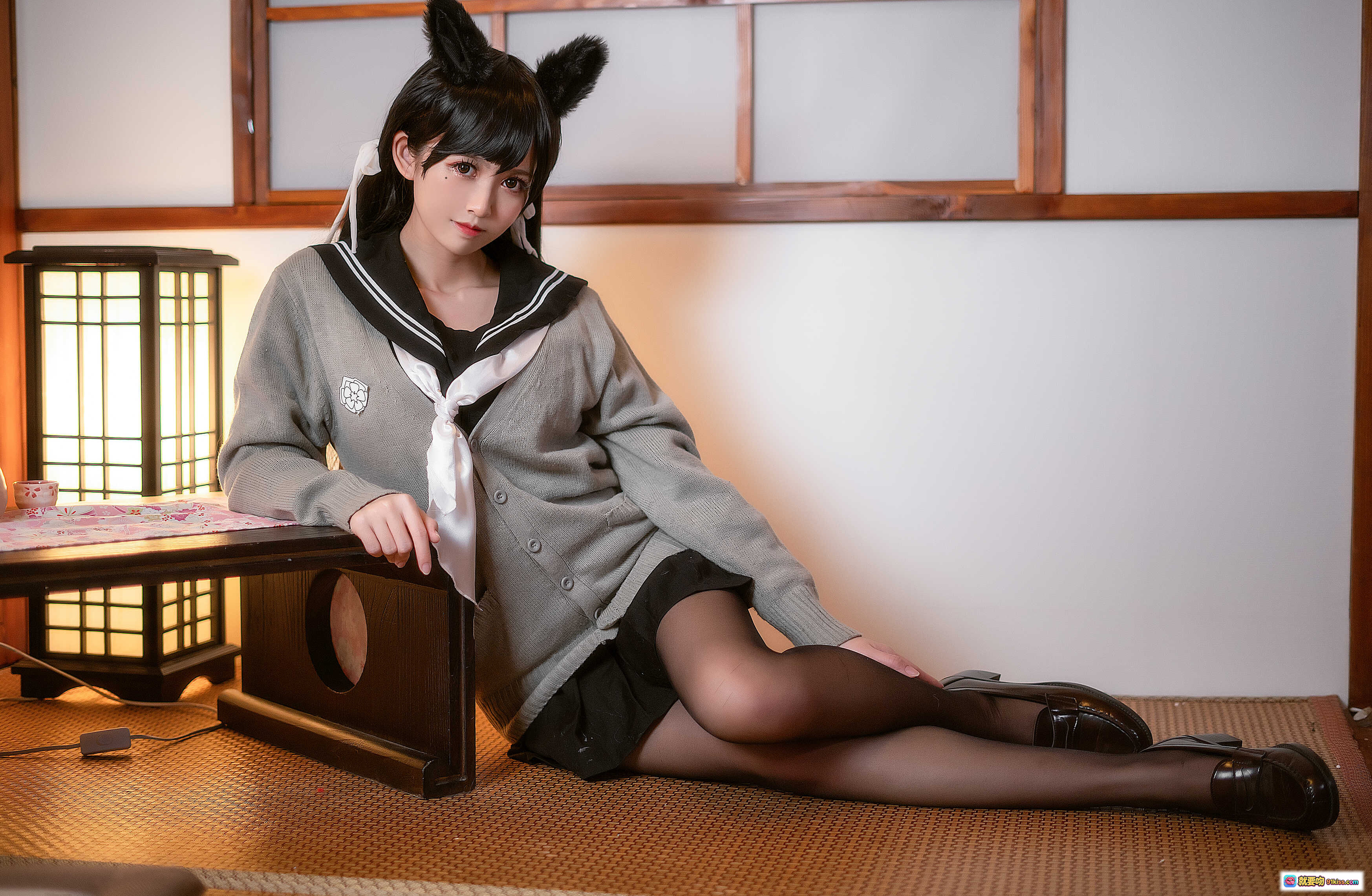 图片[7] - 鳗鱼霏儿NO.012碧蓝航线校服cos写真-日式和风场景黑丝美腿猫耳少女摄影集 - 就要吻