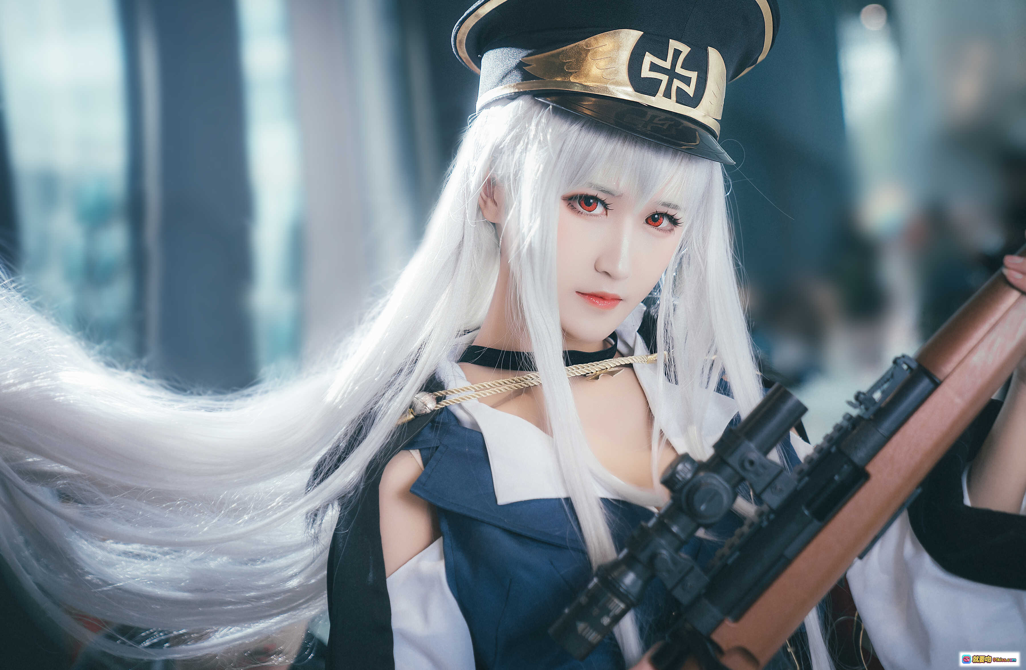 图片[8] - 少女前线三度_69 NO.030 Cosplay 白发军帽持枪造型 精致还原角色魅力 9P高清图集 - 就要吻