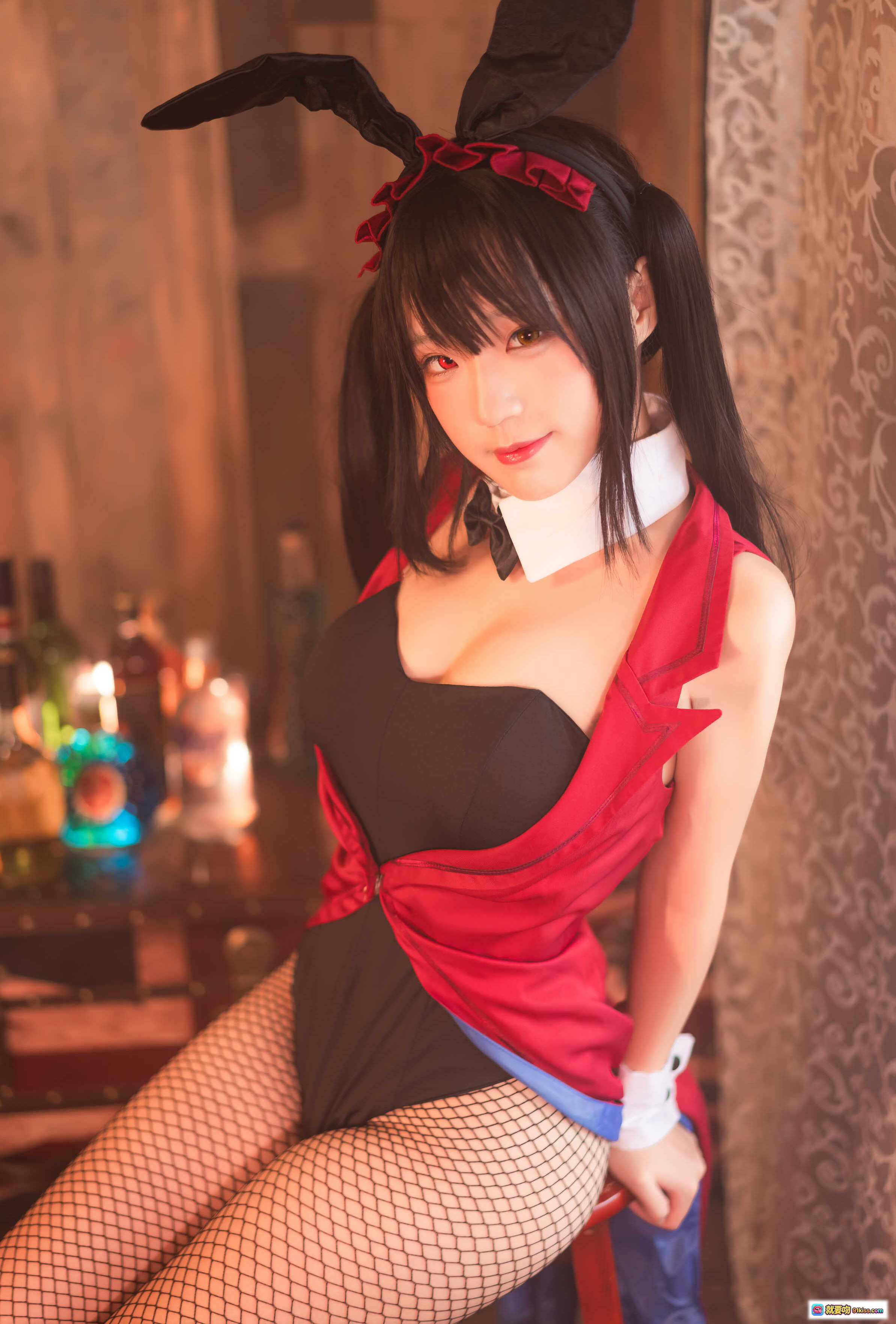 图片[8] - 弥美Mime NO.011 時崎狂三 Cosplay写真｜兔耳黑发少女｜渔网袜高跟鞋｜木质背景氛围感｜29P高清图集 - 就要吻