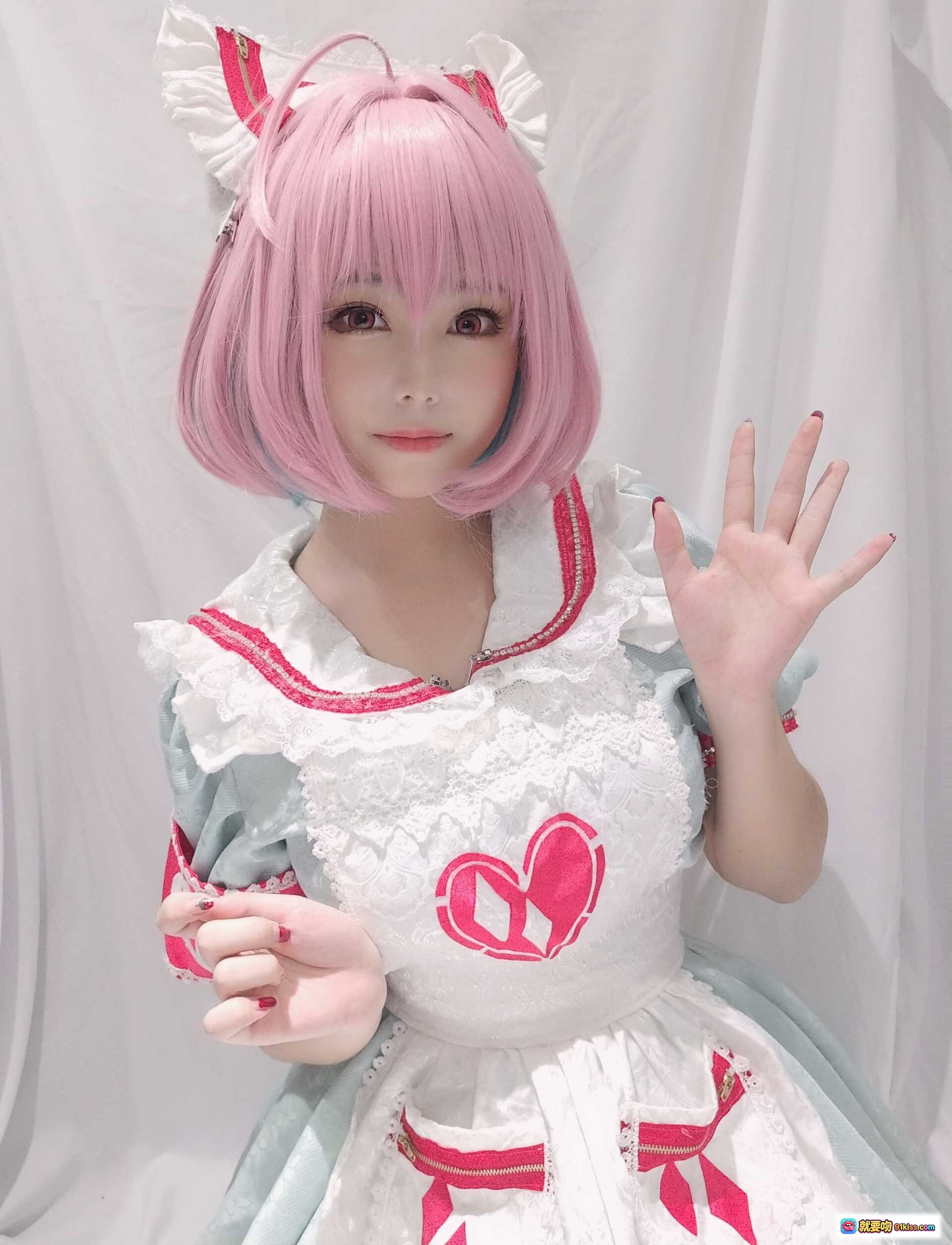 图片[5] - 蜜汁猫裘NO.034梦见璃亚梦粉发少女蕾丝内衣写真31P57MB白纱背景美腿白袜甜系cosplay - 就要吻