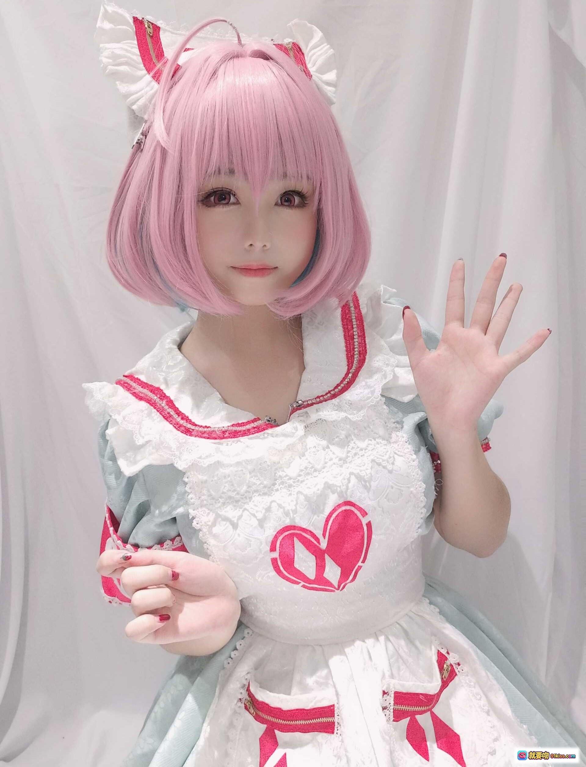 图片[4] - 蜜汁猫裘NO.034梦见璃亚梦粉发少女蕾丝内衣写真31P57MB白纱背景美腿白袜甜系cosplay - 就要吻