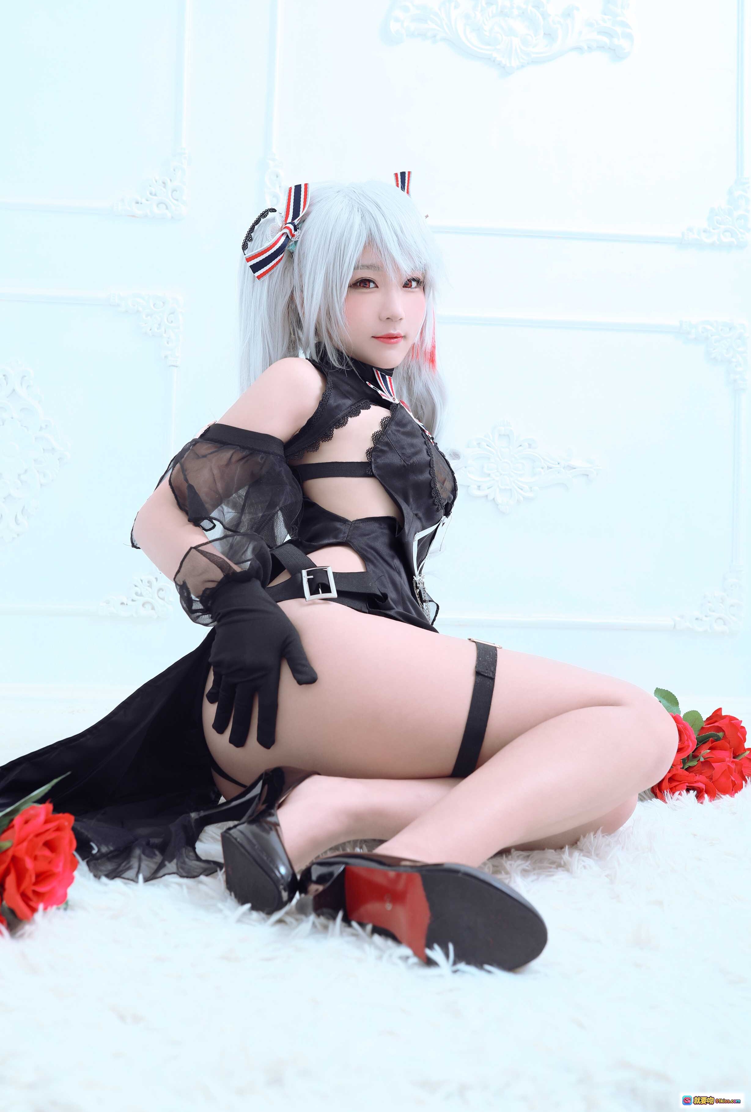 图片[7] - 弥美Mime NO.005 碧蓝航线欧根亲王黑裙蕾丝手套高开叉写真20P71MB - 就要吻