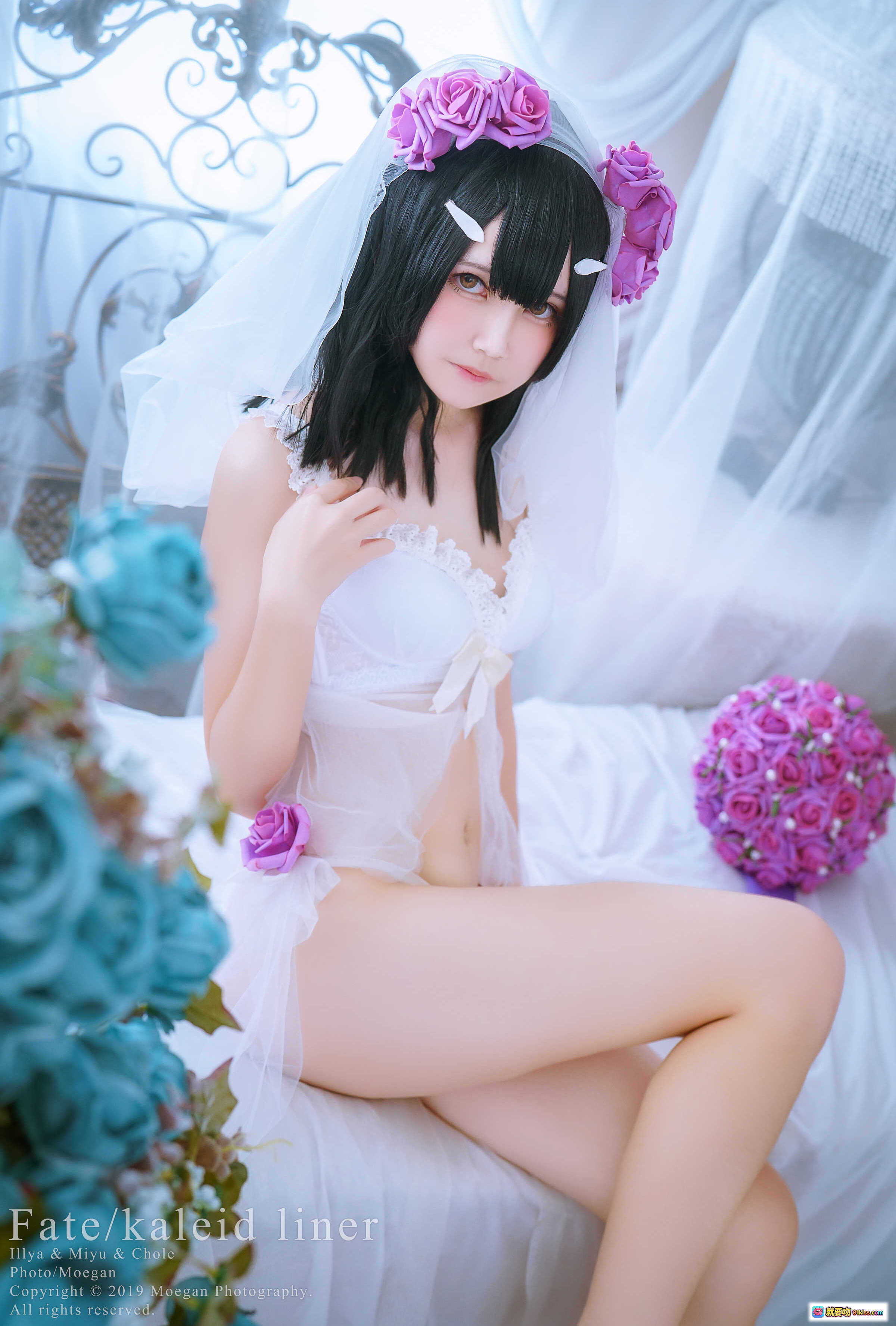 图片[4] - 铃铃Yakira鬼姬Oni Hime婚礼比基尼版 Fate kaleid liner 魔法少女伊莉雅 Cosplay 白纱花环粉玫瑰新娘造型 - 就要吻
