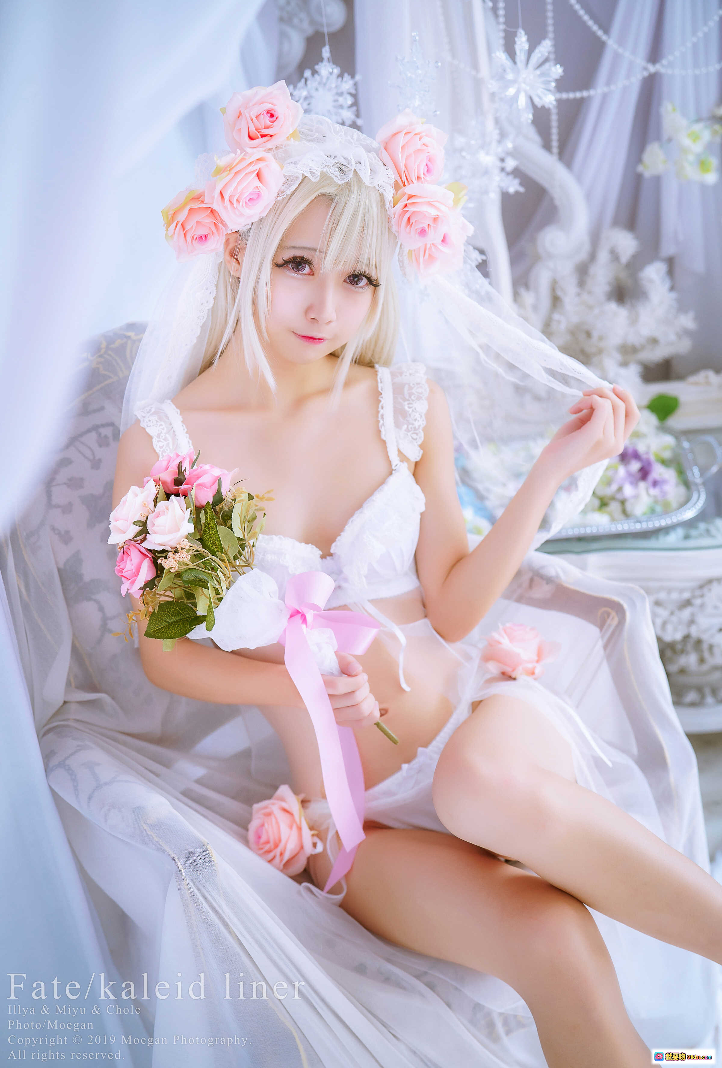 图片[7] - 铃铃Yakira鬼姬Oni Hime婚礼比基尼版 Fate kaleid liner 魔法少女伊莉雅 Cosplay 白纱花环粉玫瑰新娘造型 - 就要吻