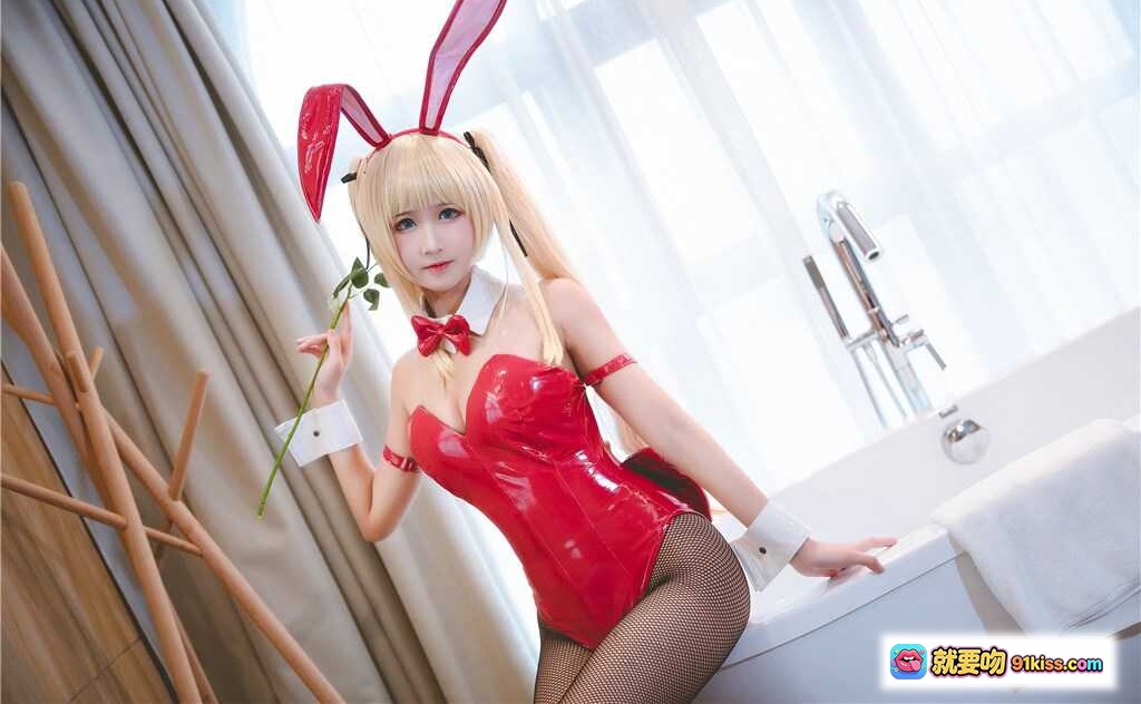 图片[4] - 三度_69 NO.037 兔女郎Cosplay写真｜金发双马尾+红兔耳+白袖扣+性感红裙｜40P高清美图 - 就要吻