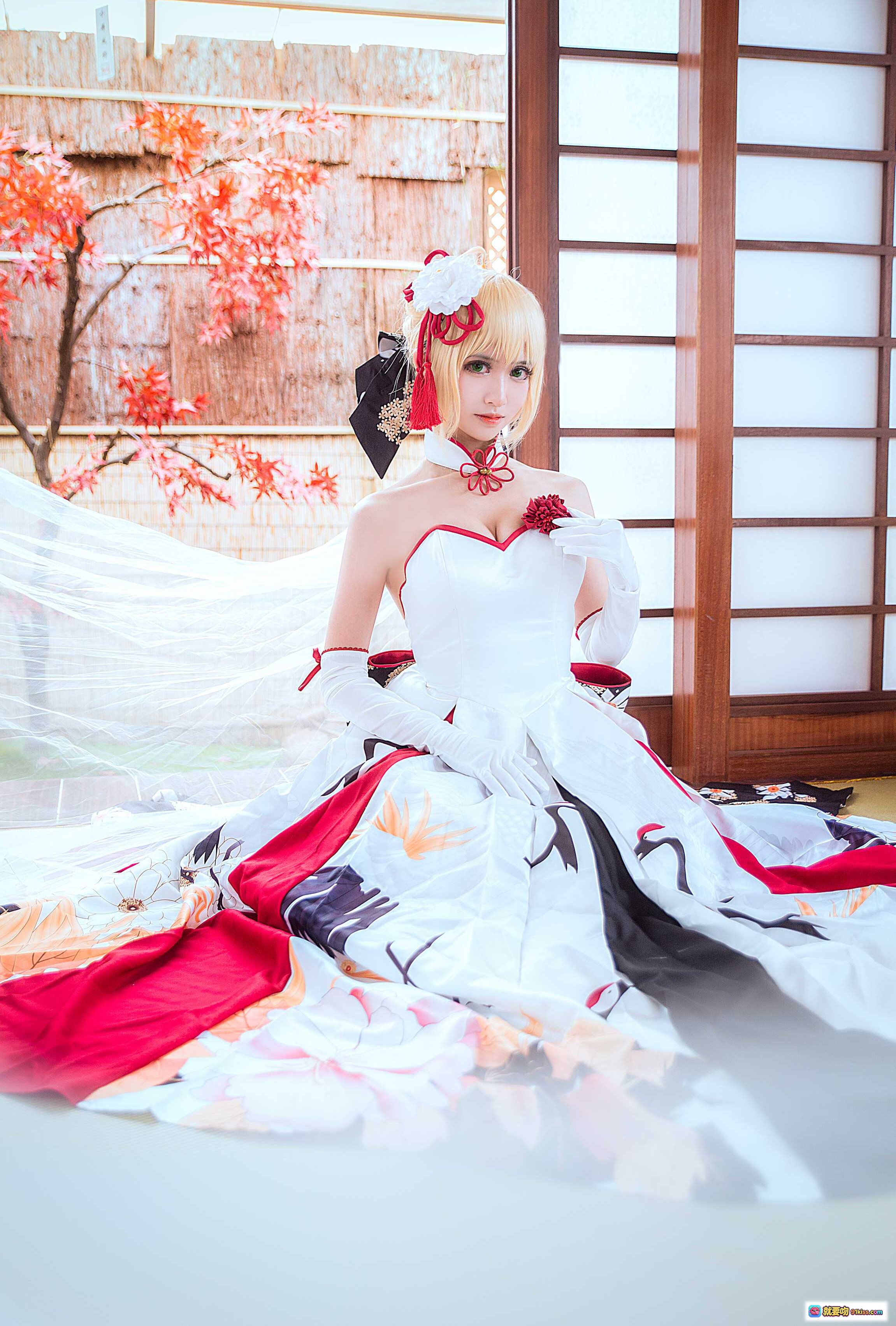 图片[4] - 鳗鱼霏儿NO.002 King of Knight和风礼服cosplay写真 优雅日式传统服饰 精美刺绣飘逸裙摆 18P高清图集 - 就要吻