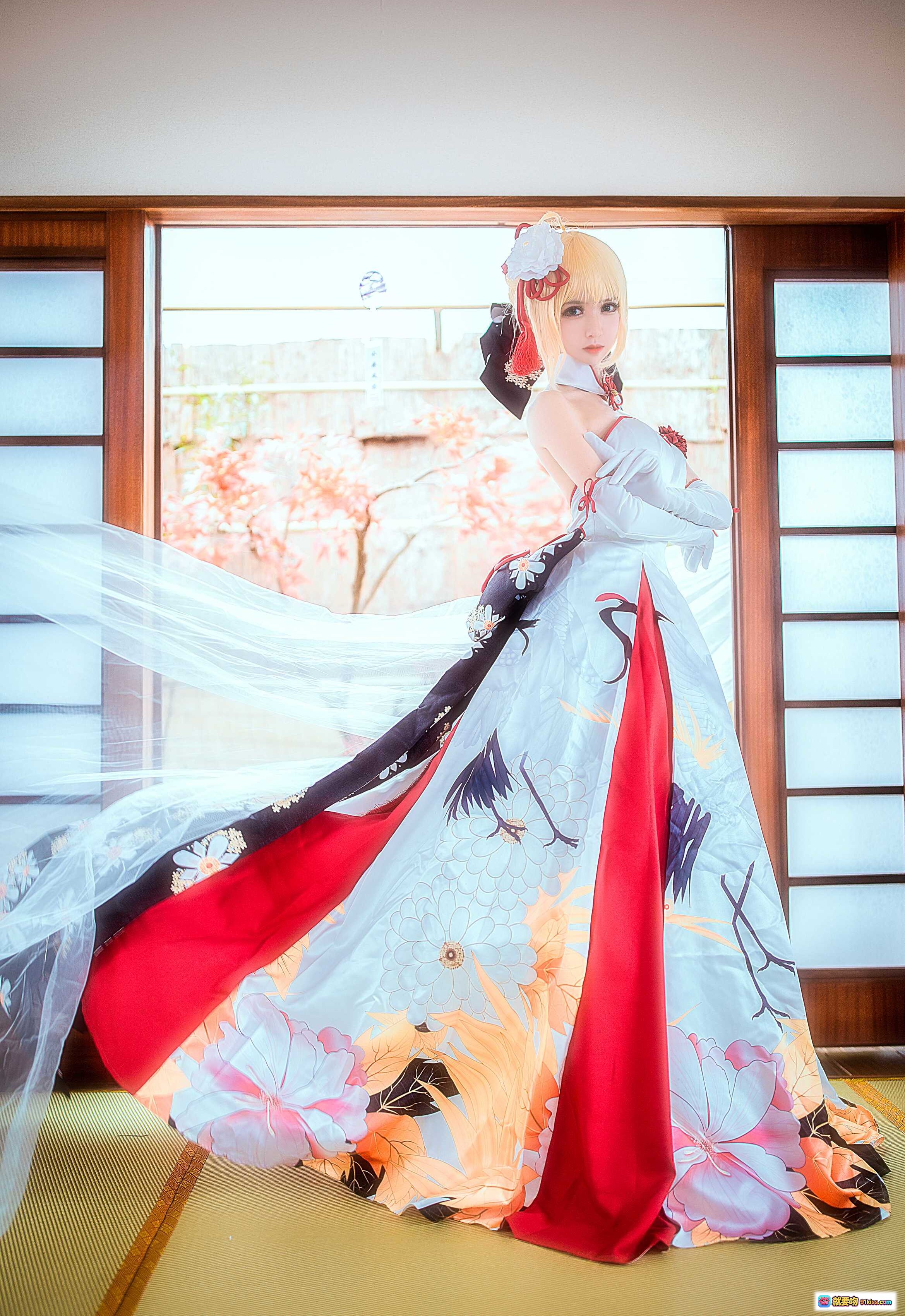 图片[8] - 鳗鱼霏儿NO.002 King of Knight和风礼服cosplay写真 优雅日式传统服饰 精美刺绣飘逸裙摆 18P高清图集 - 就要吻