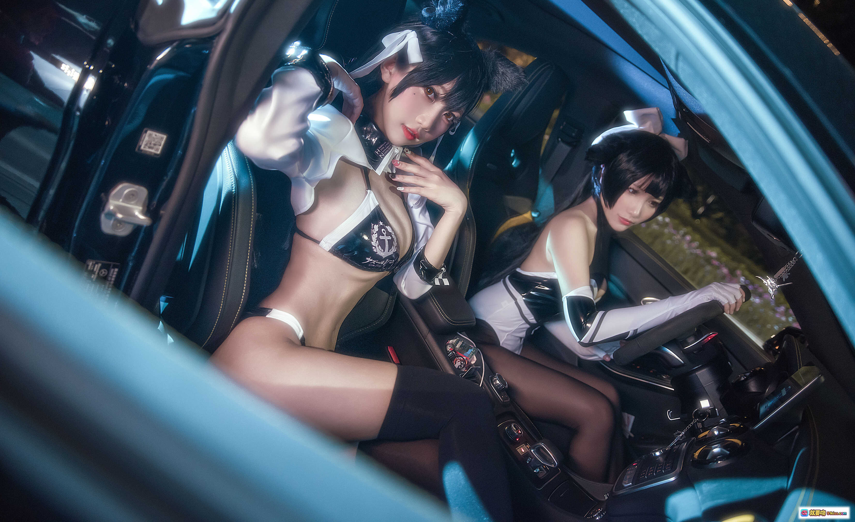 图片[6] - 鬼畜瑶NO.002爱宕赛车娘夜拍写真｜黑丝猫耳制服美少女倚奔驰车头｜碧蓝航线COSPLAY性感出镜 - 就要吻
