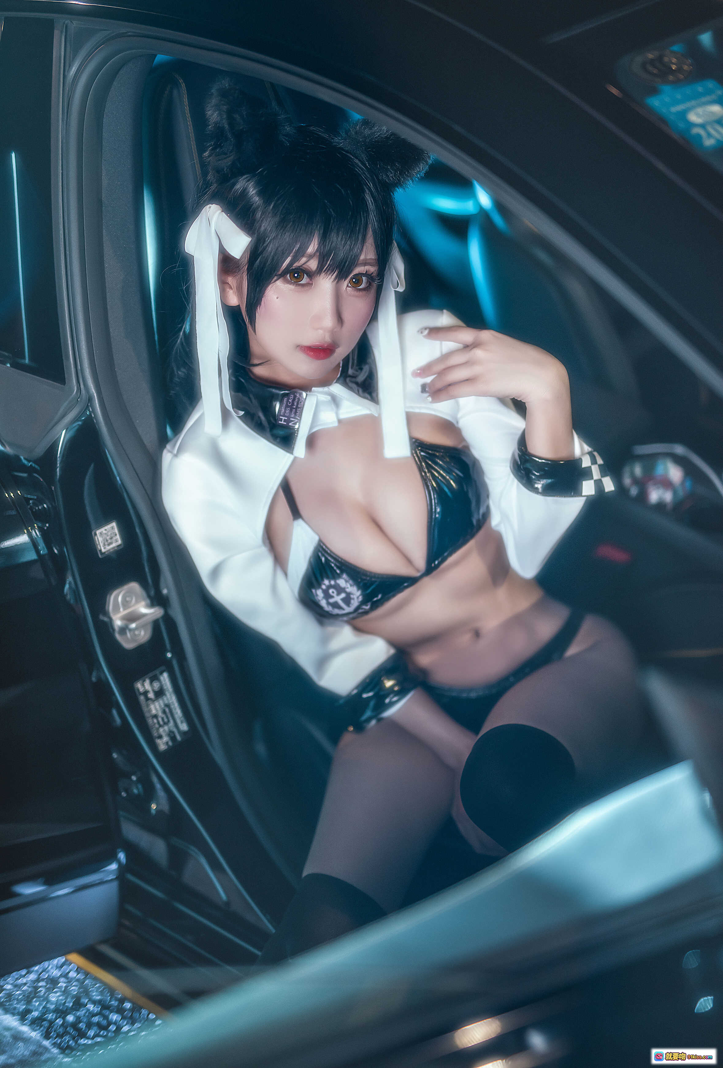 图片[5] - 鬼畜瑶NO.002爱宕赛车娘夜拍写真｜黑丝猫耳制服美少女倚奔驰车头｜碧蓝航线COSPLAY性感出镜 - 就要吻