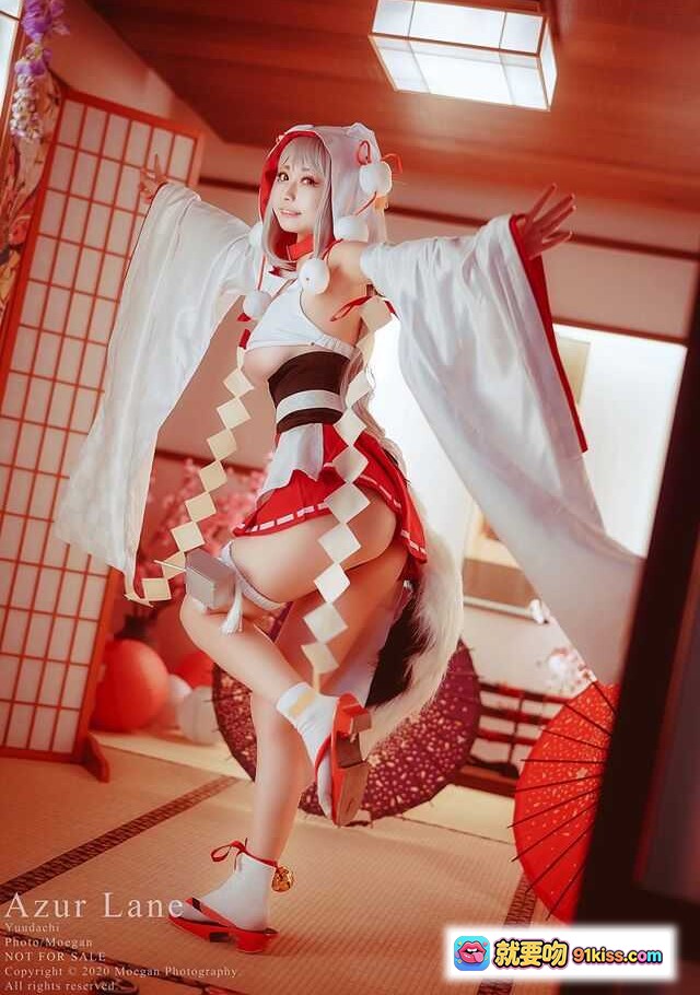 图片[5] - Azur Lane夕立誓约ver Cosplay写真 – 日式和风场景+樱花伞+浴衣造型+榻榻米摄影 - 就要吻