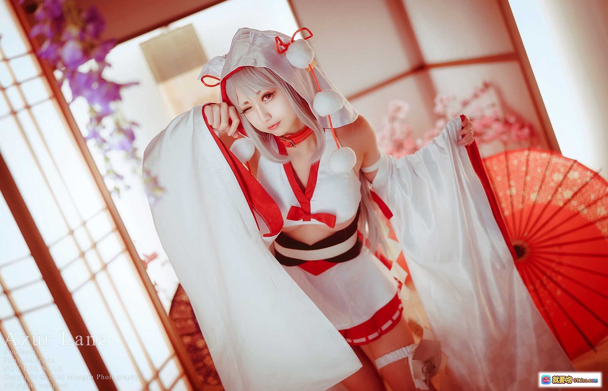 图片[10] - Azur Lane夕立誓约ver Cosplay写真 – 日式和风场景+樱花伞+浴衣造型+榻榻米摄影 - 就要吻