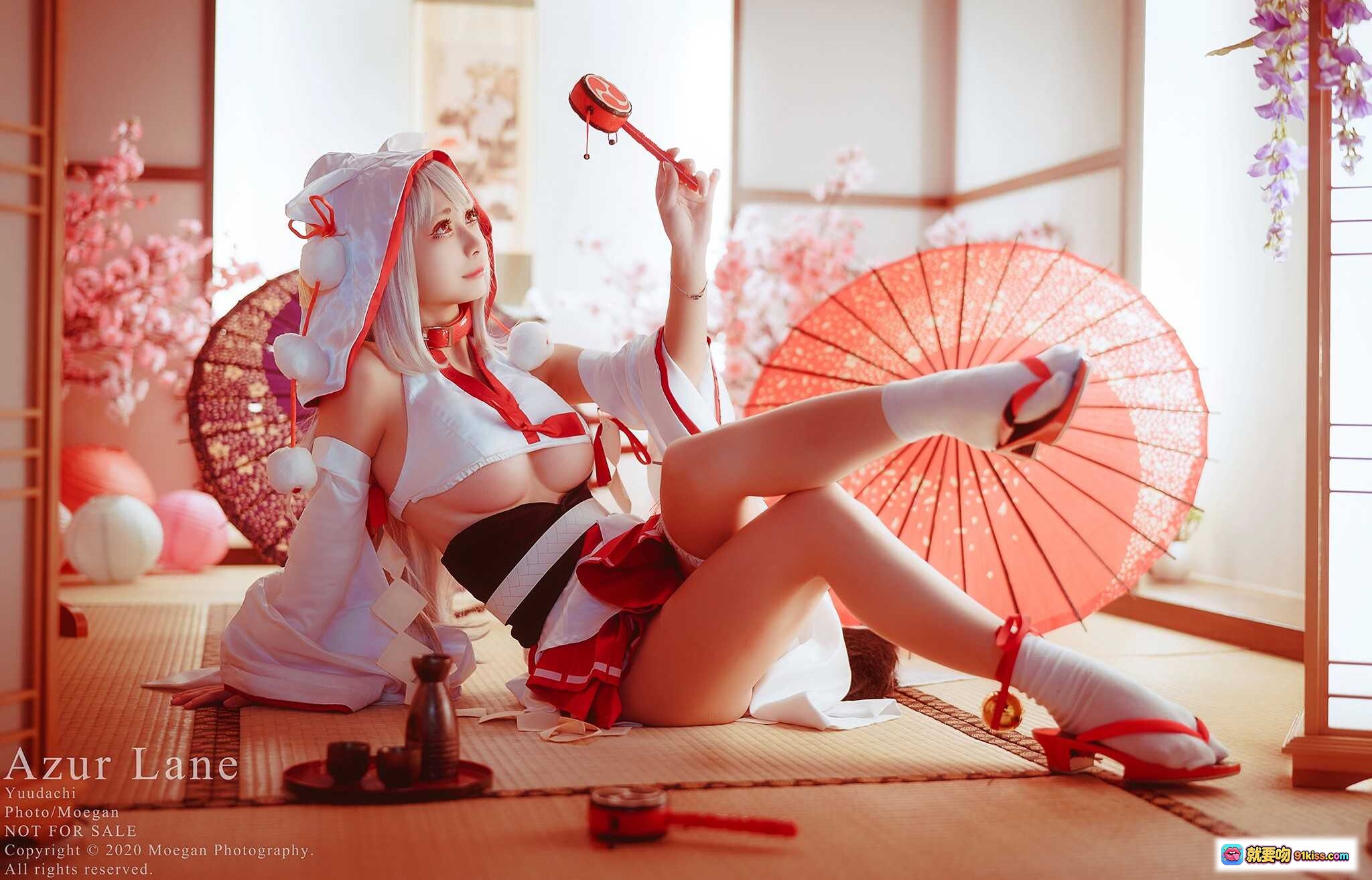 图片[9] - Azur Lane夕立誓约ver Cosplay写真 – 日式和风场景+樱花伞+浴衣造型+榻榻米摄影 - 就要吻
