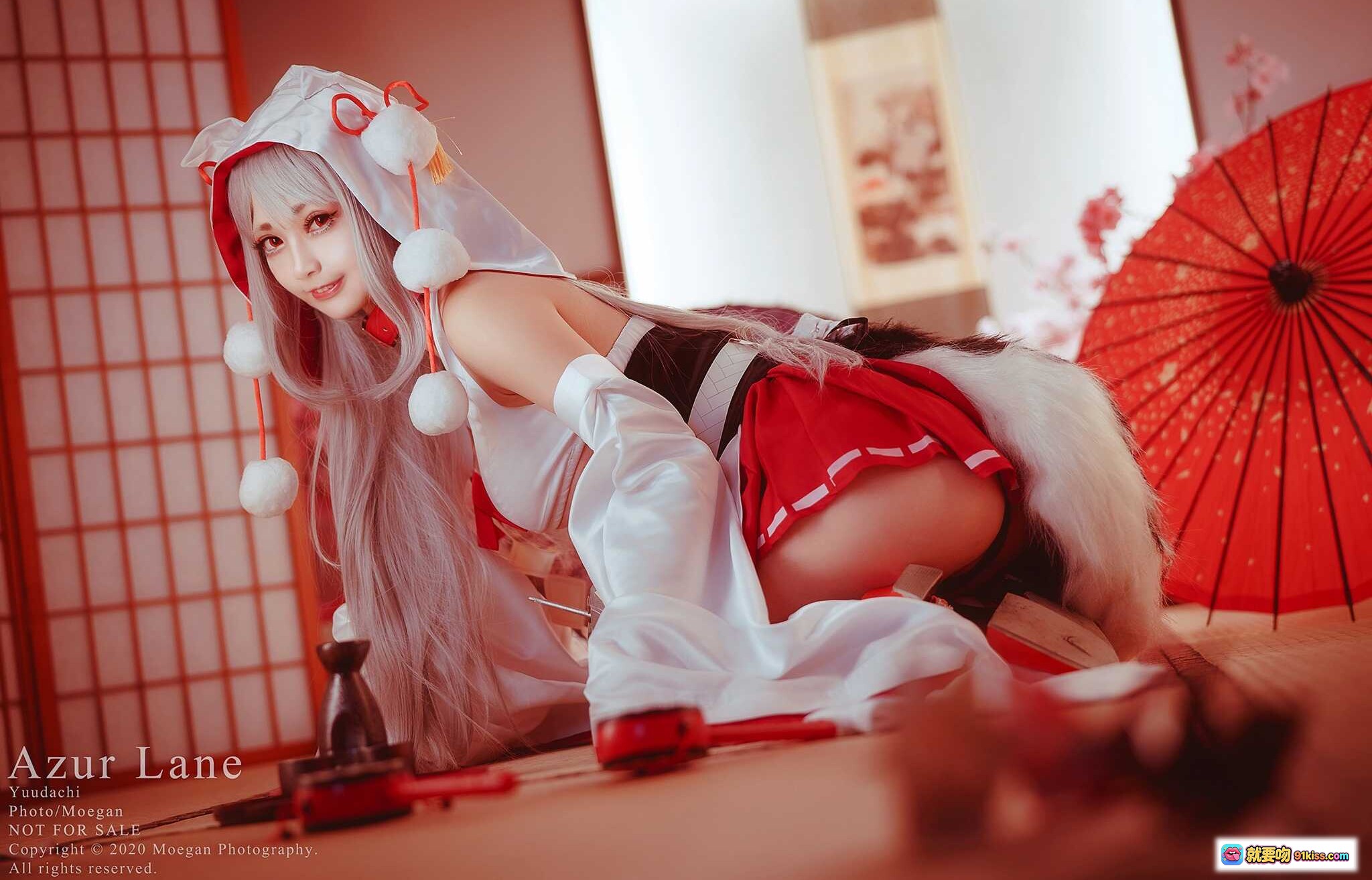 图片[6] - Azur Lane夕立誓约ver Cosplay写真 – 日式和风场景+樱花伞+浴衣造型+榻榻米摄影 - 就要吻