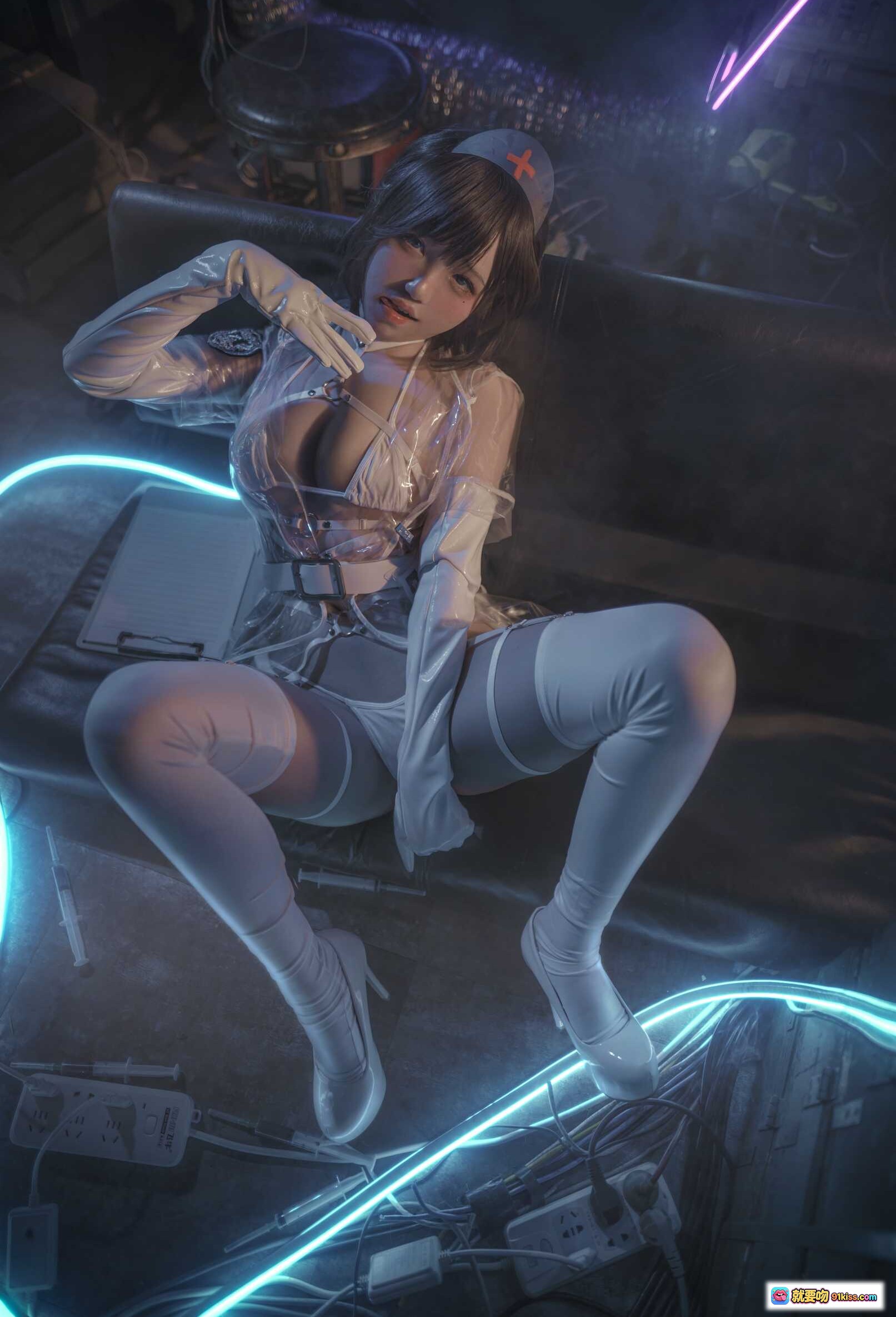 图片[5] - 阿薰kaOri NO.003 黑暗王朝 25P 83MB 未来科幻风 白色紧身衣 高跟长靴 赛博朋克场景 霓虹灯光 暗黑氛围 美女背影 机甲元素 电子设备环绕 - 就要吻