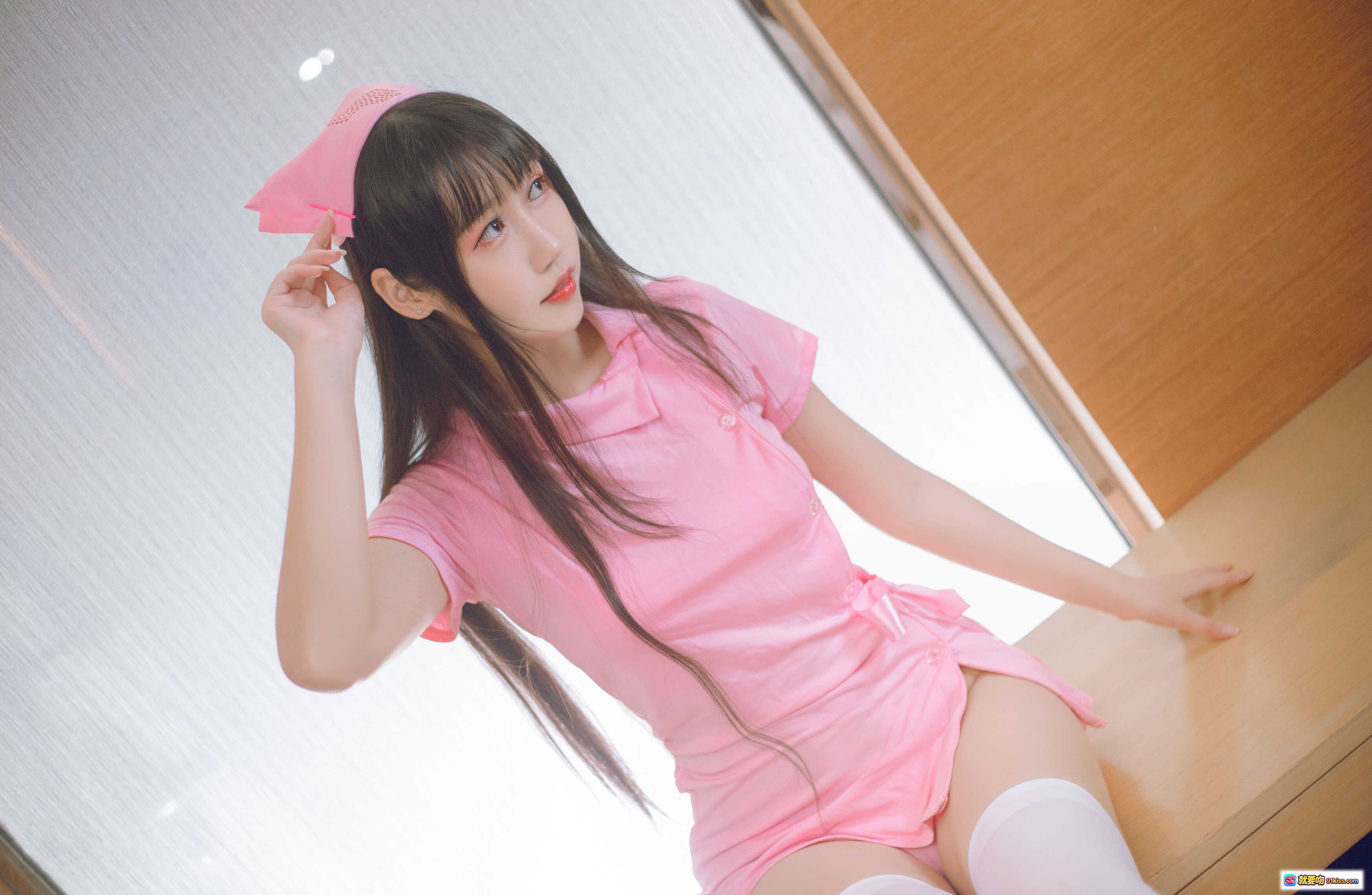 图片[3] - 粉色护士装少女写真 | 白丝美腿诱惑 | 甜系私房摄影 | 不呆猫NO.013高清图集 - 就要吻