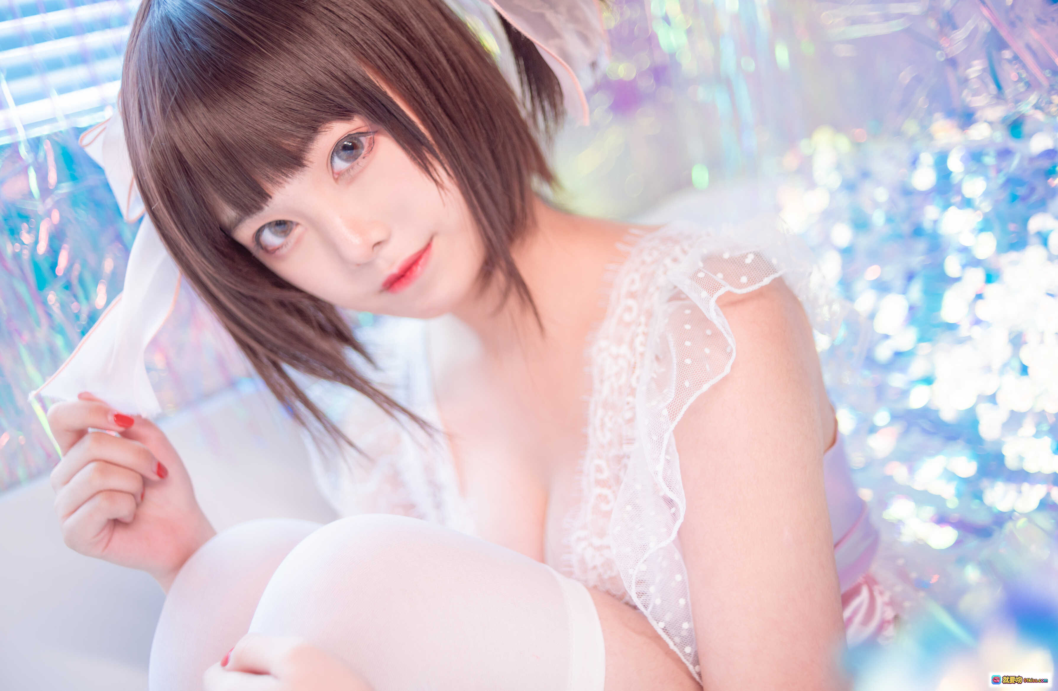 图片[2] - 蜜汁猫裘NO.002粉色私房写真 甜美少女蕾丝内衣梦幻背景14P高清图集 - 就要吻