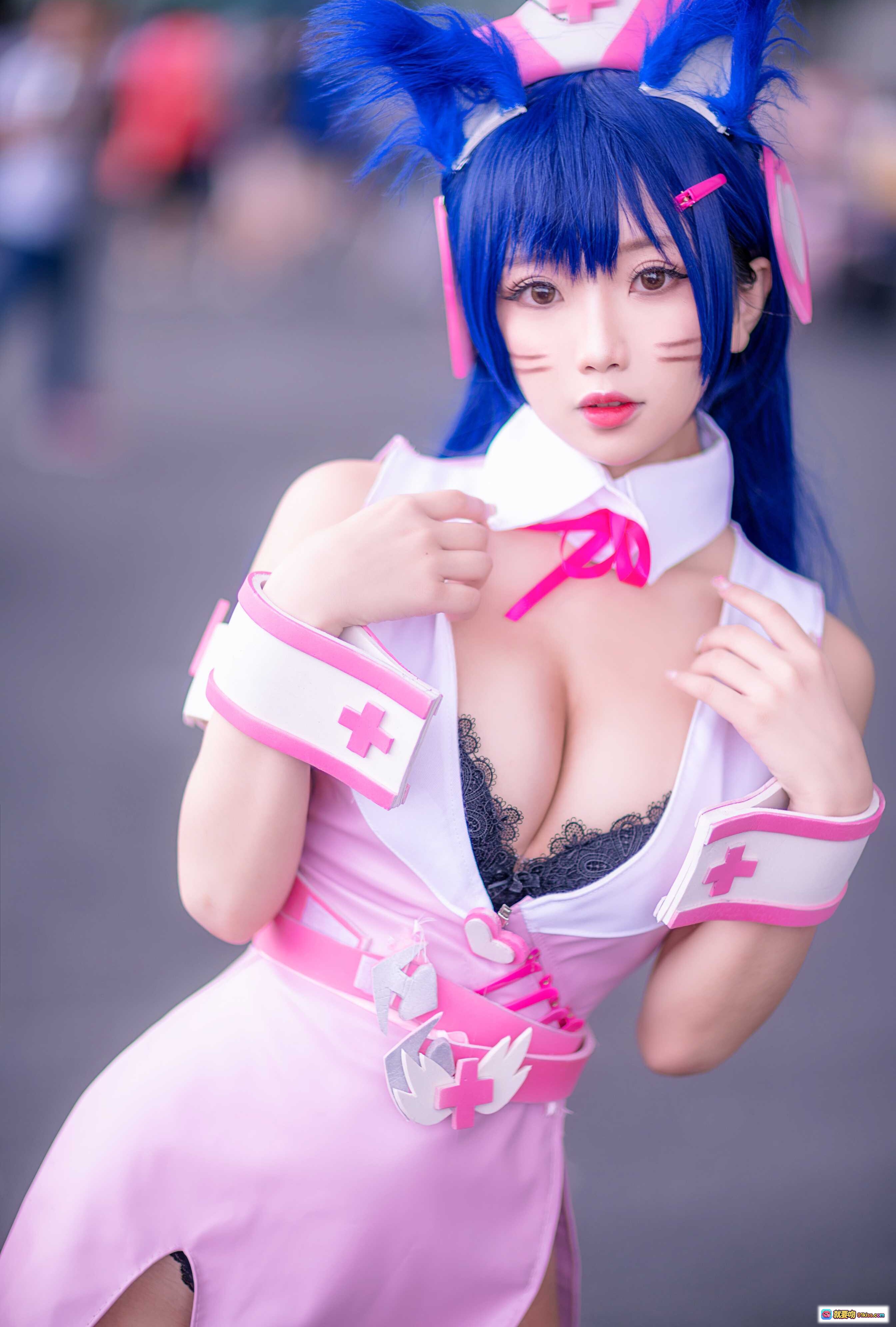 图片[9] - 鬼畜瑶NO.005阿狸cosplay粉色护士装蓝发猫耳萌系写真14P高清图集 - 就要吻