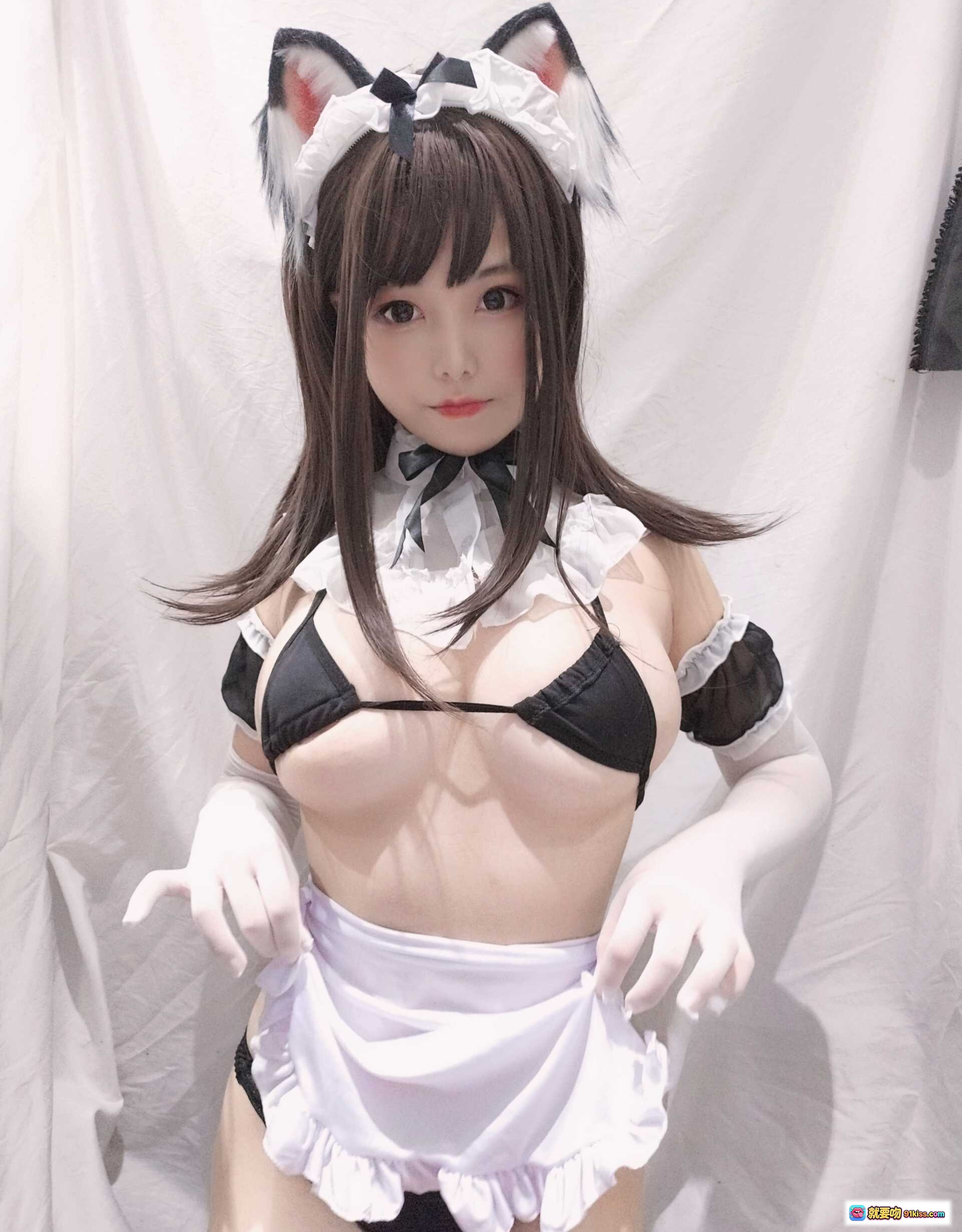 图片[5] - 蜜汁猫裘NO.003黑白女仆cosplay写真 甜美猫耳长发白手套黑蕾丝内衣性感可爱萌系少女风 - 就要吻