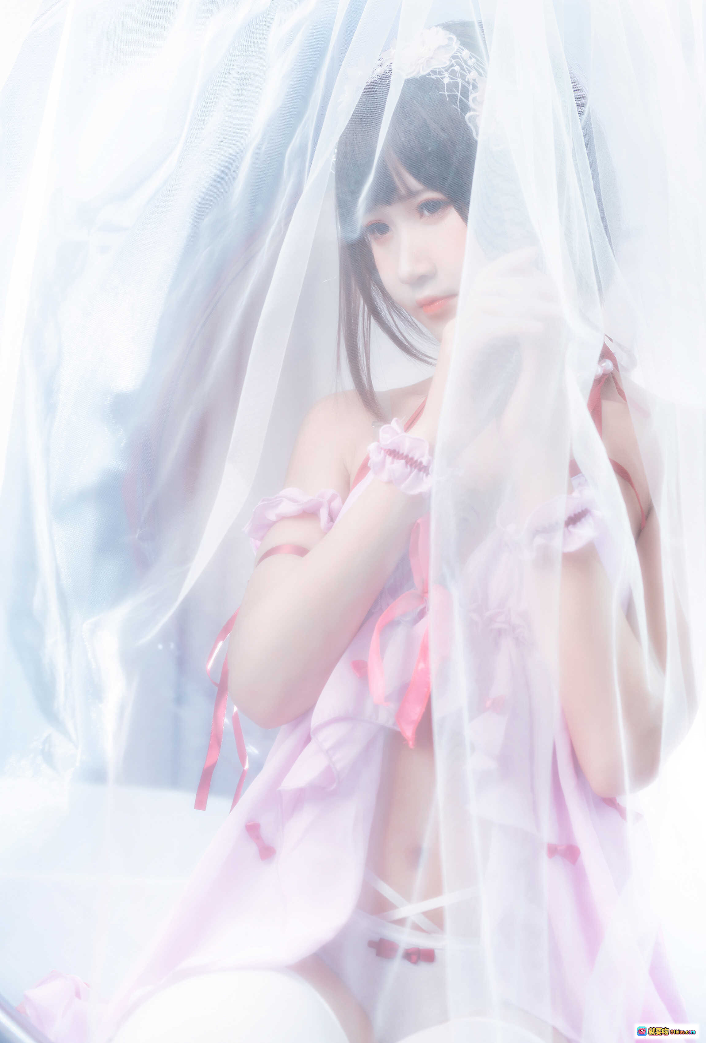 图片[3] - 加藤惠睡衣cosplay写真｜粉色蕾丝女仆装｜珍珠项链白丝美腿｜三度_69 NO.038 9P高清图集 - 就要吻