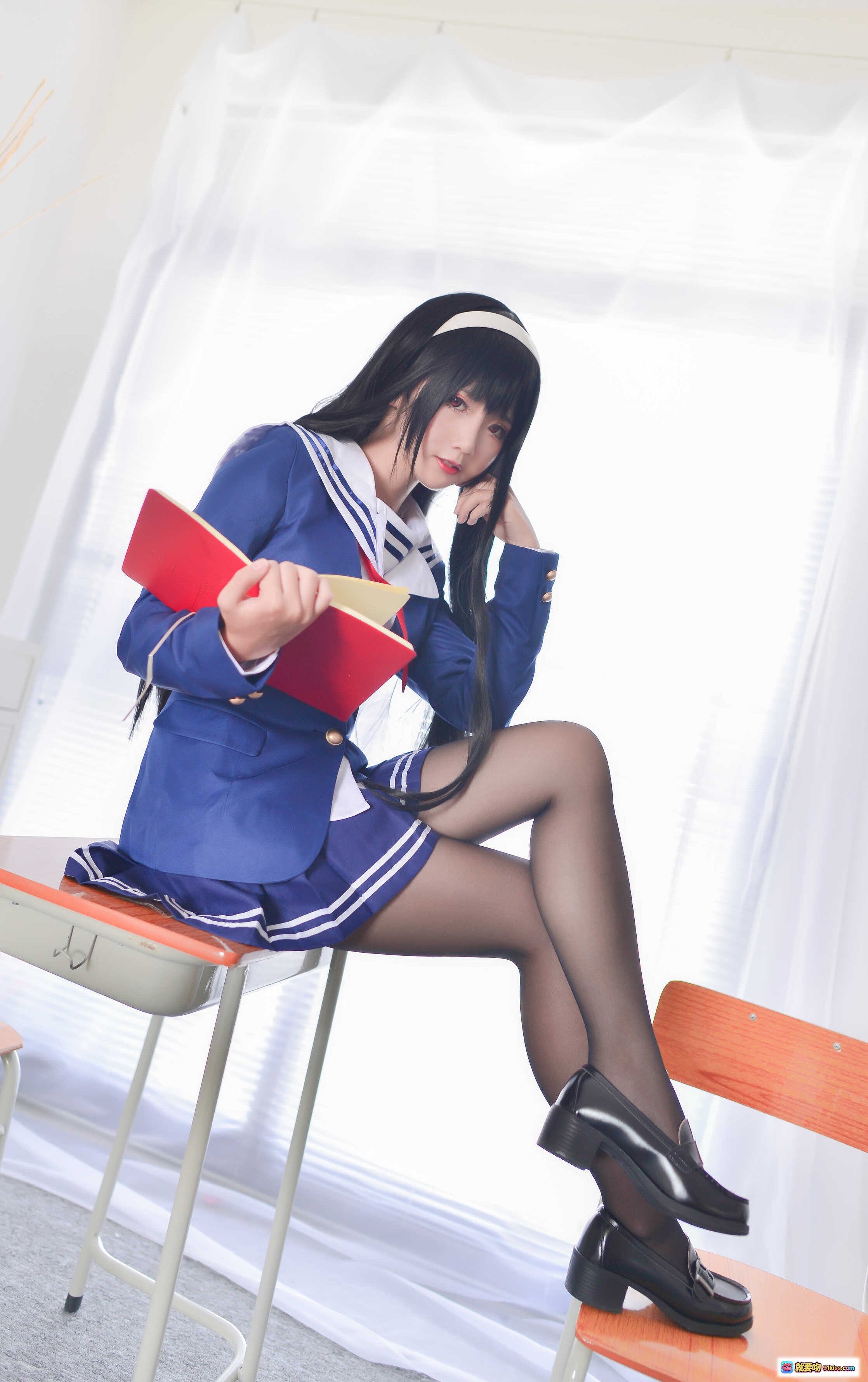 图片[3] - 面饼仙儿NO.017诗羽校服黑丝美腿写真 23P高清图集 学生制服诱惑 赤足教室场景 柔光窗帘背景 - 就要吻