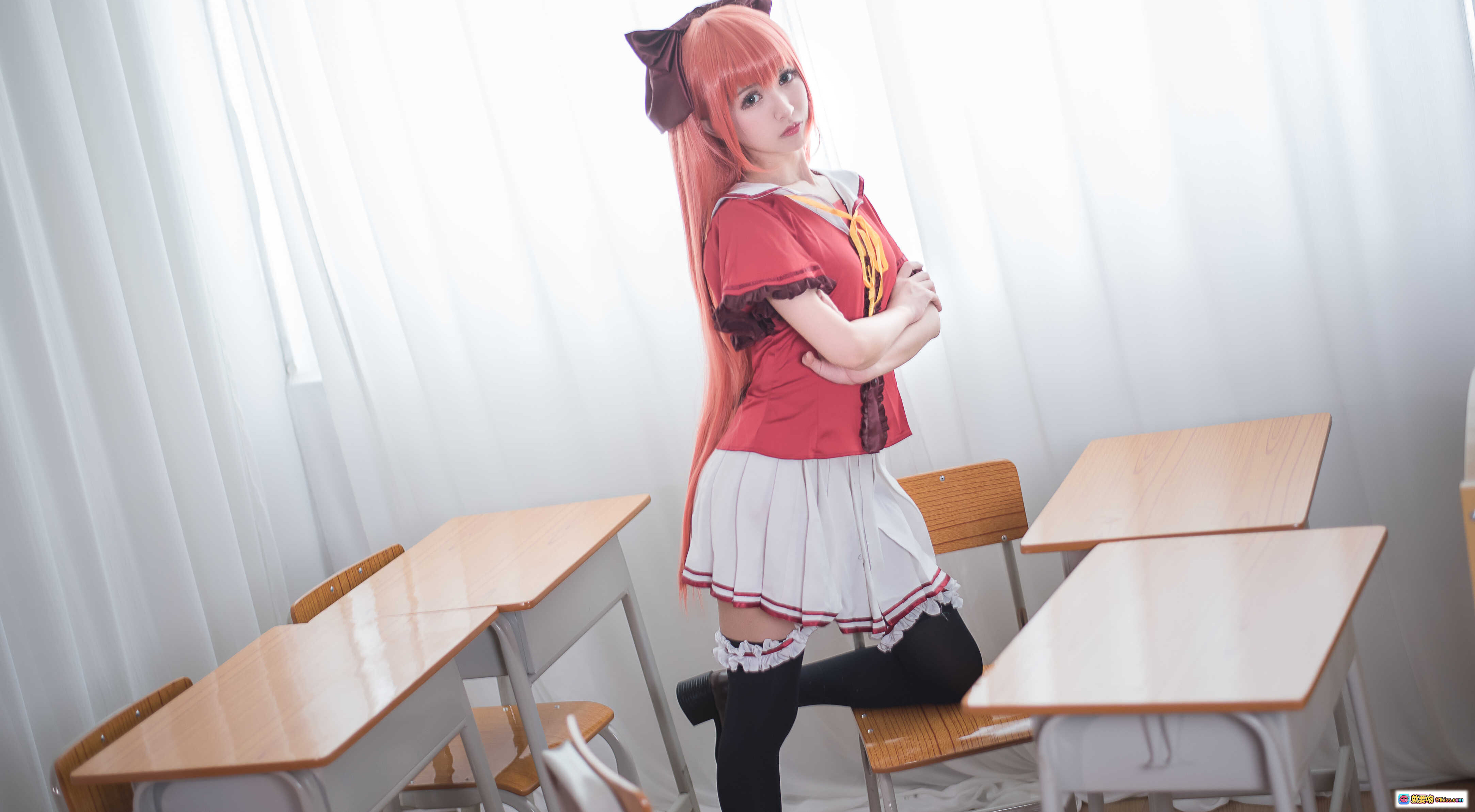 图片[3] - 鳗鱼霏儿NO.026红发魔女Cosplay写真 20P135MB 红发蝴蝶结女仆装 甜美性感室内摄影 - 就要吻