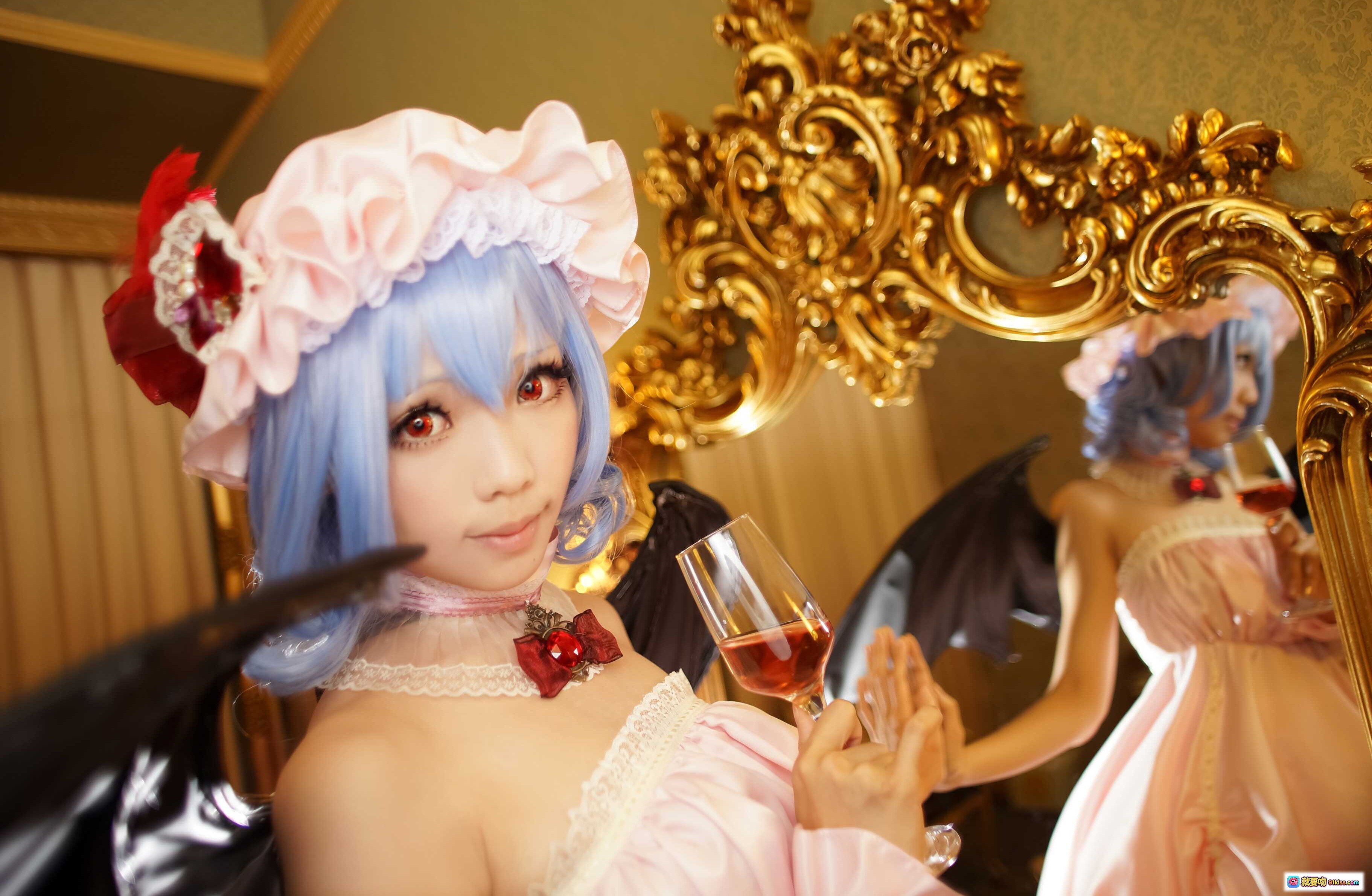 图片[3] - ElyEE子NO.056洛丽塔cosplay蓝发少女粉白蕾丝裙花海写真甜美可爱日系风格室内拍摄 - 就要吻