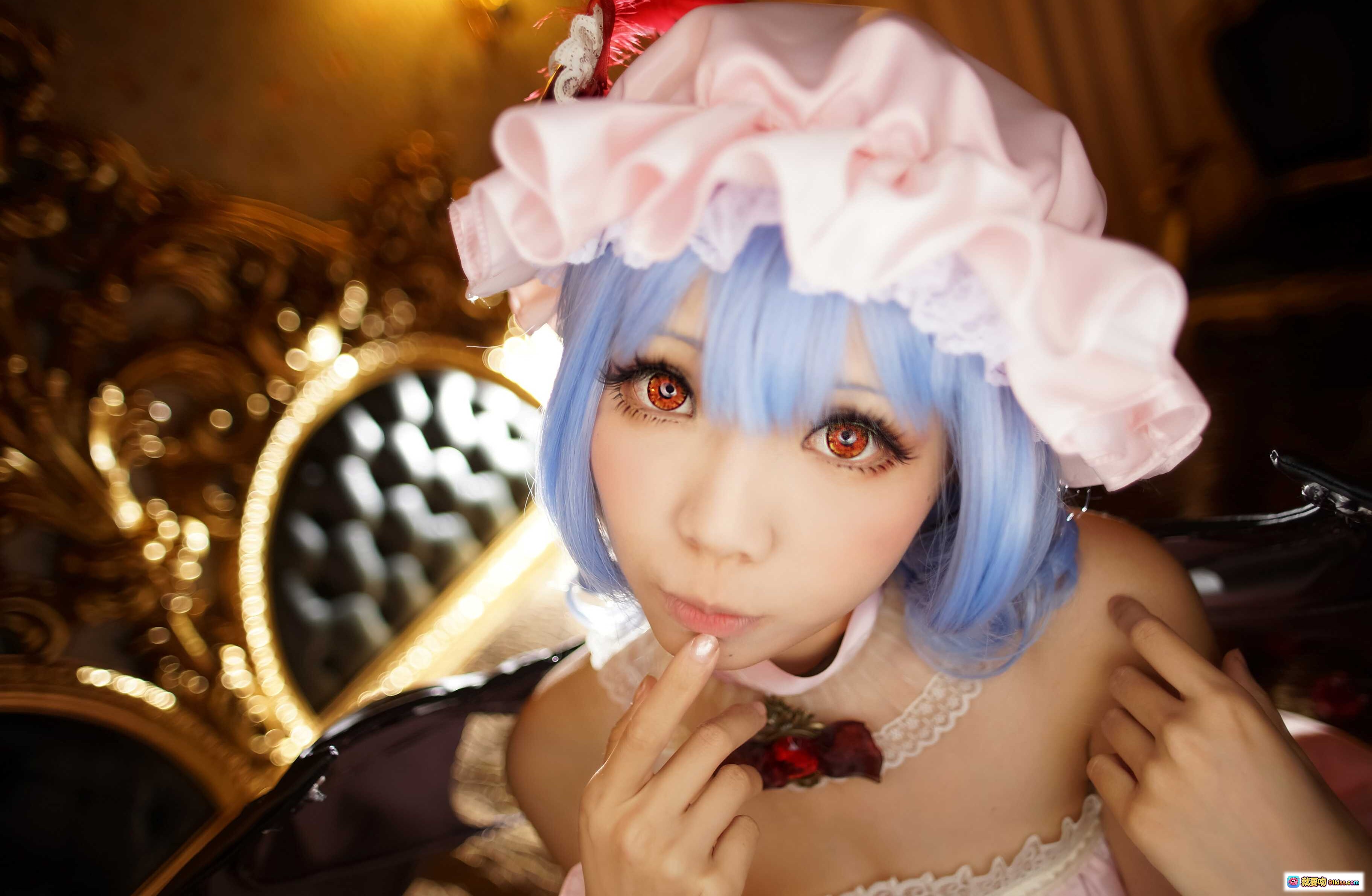 图片[4] - ElyEE子NO.056洛丽塔cosplay蓝发少女粉白蕾丝裙花海写真甜美可爱日系风格室内拍摄 - 就要吻