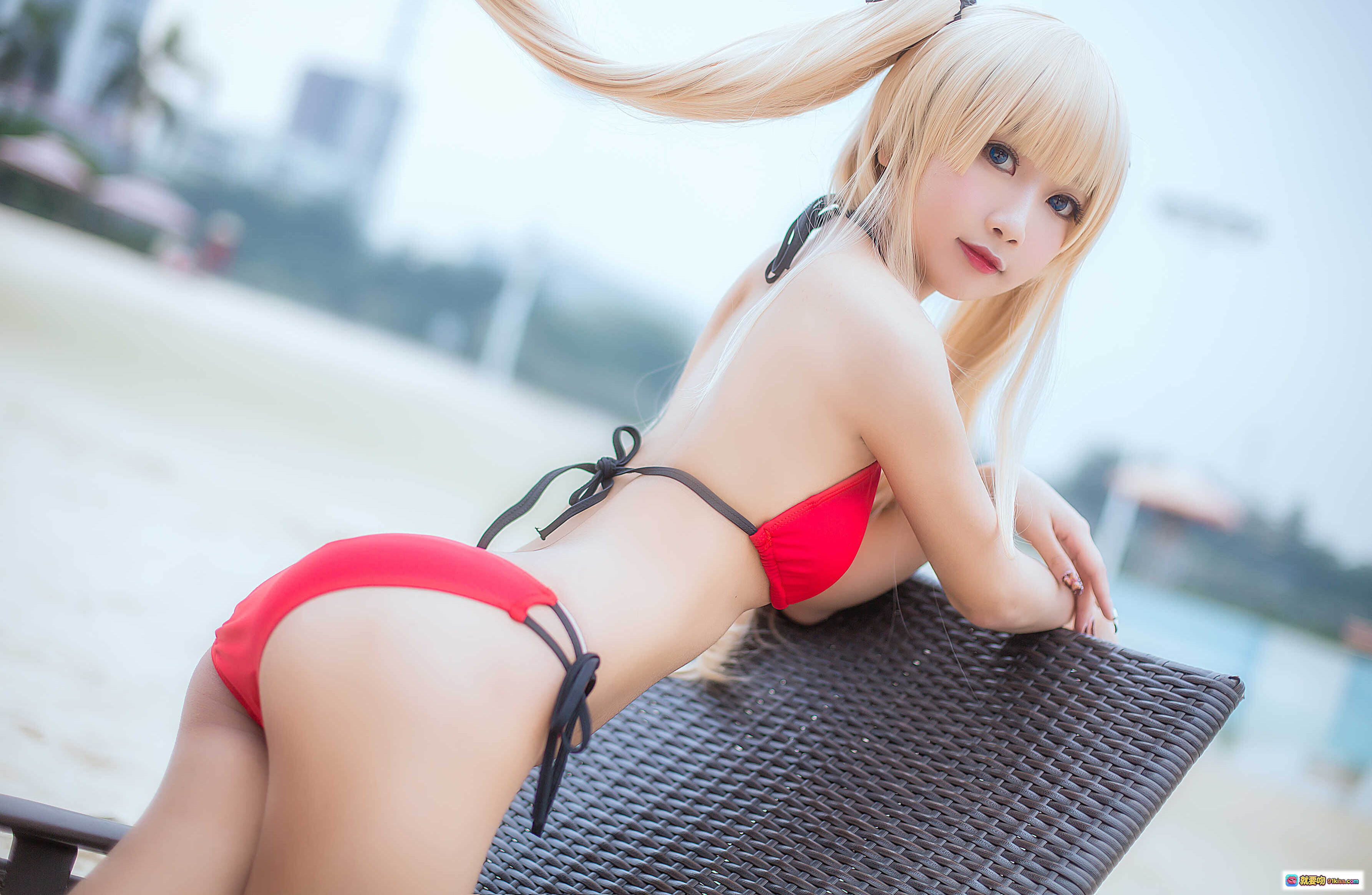 图片[3] - 鬼畜瑶NO.012水着写真 红色比基尼海边性感美臀特写 15P高清图集 - 就要吻