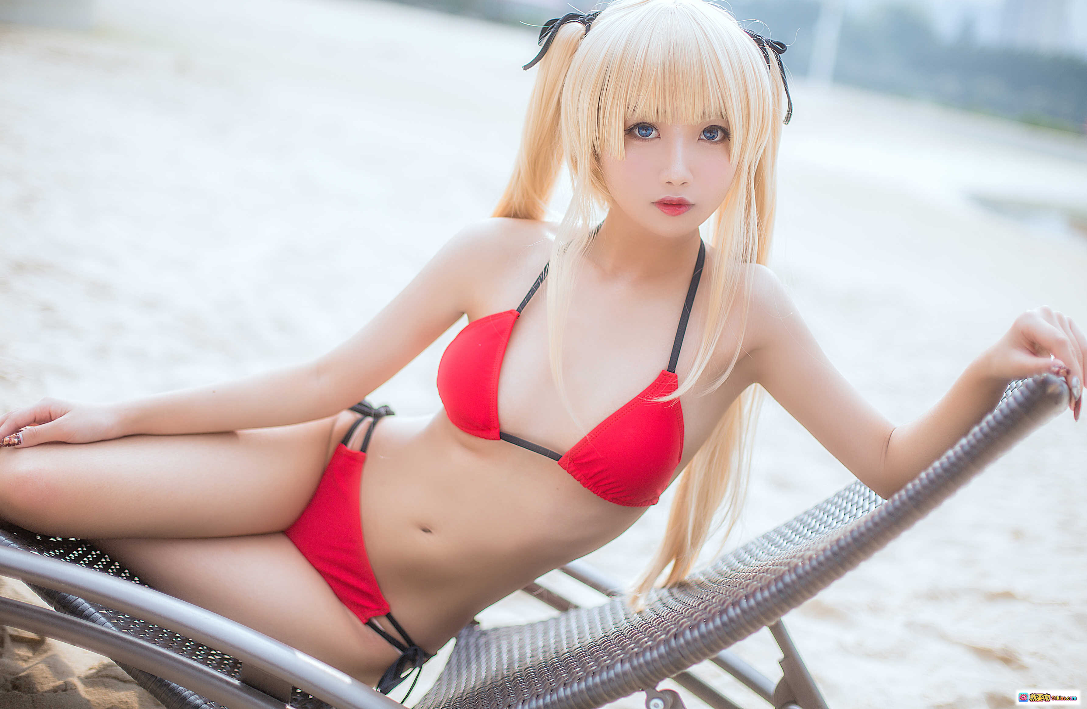 图片[9] - 鬼畜瑶NO.012水着写真 红色比基尼海边性感美臀特写 15P高清图集 - 就要吻