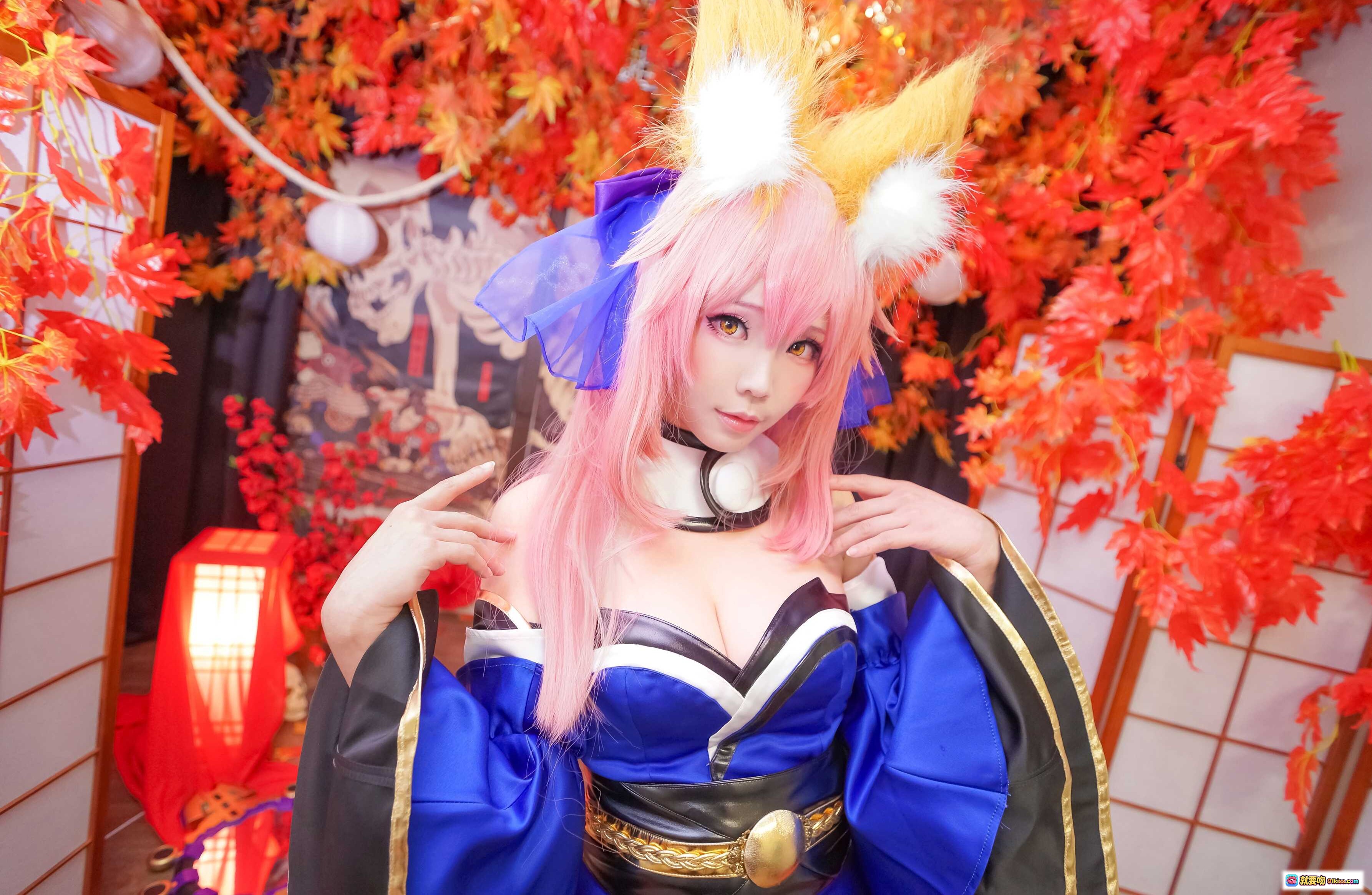 图片[10] - ElyEE子NO.003 粉发狐耳cosplay 紫藤花廊道蓝光写真 高跟紫袜美腿造型 二次元角色扮演摄影 - 就要吻