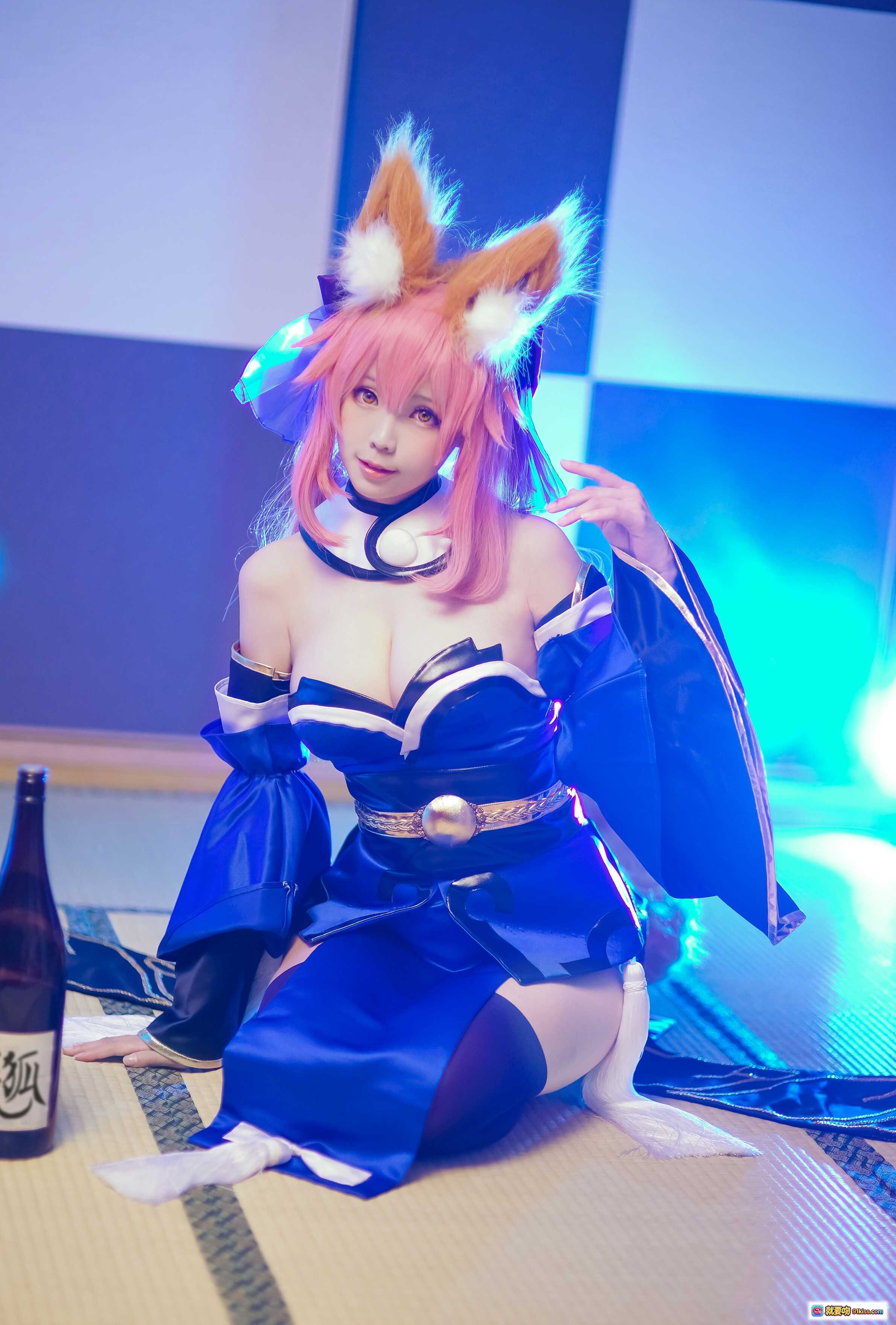 图片[4] - ElyEE子NO.003 粉发狐耳cosplay 紫藤花廊道蓝光写真 高跟紫袜美腿造型 二次元角色扮演摄影 - 就要吻