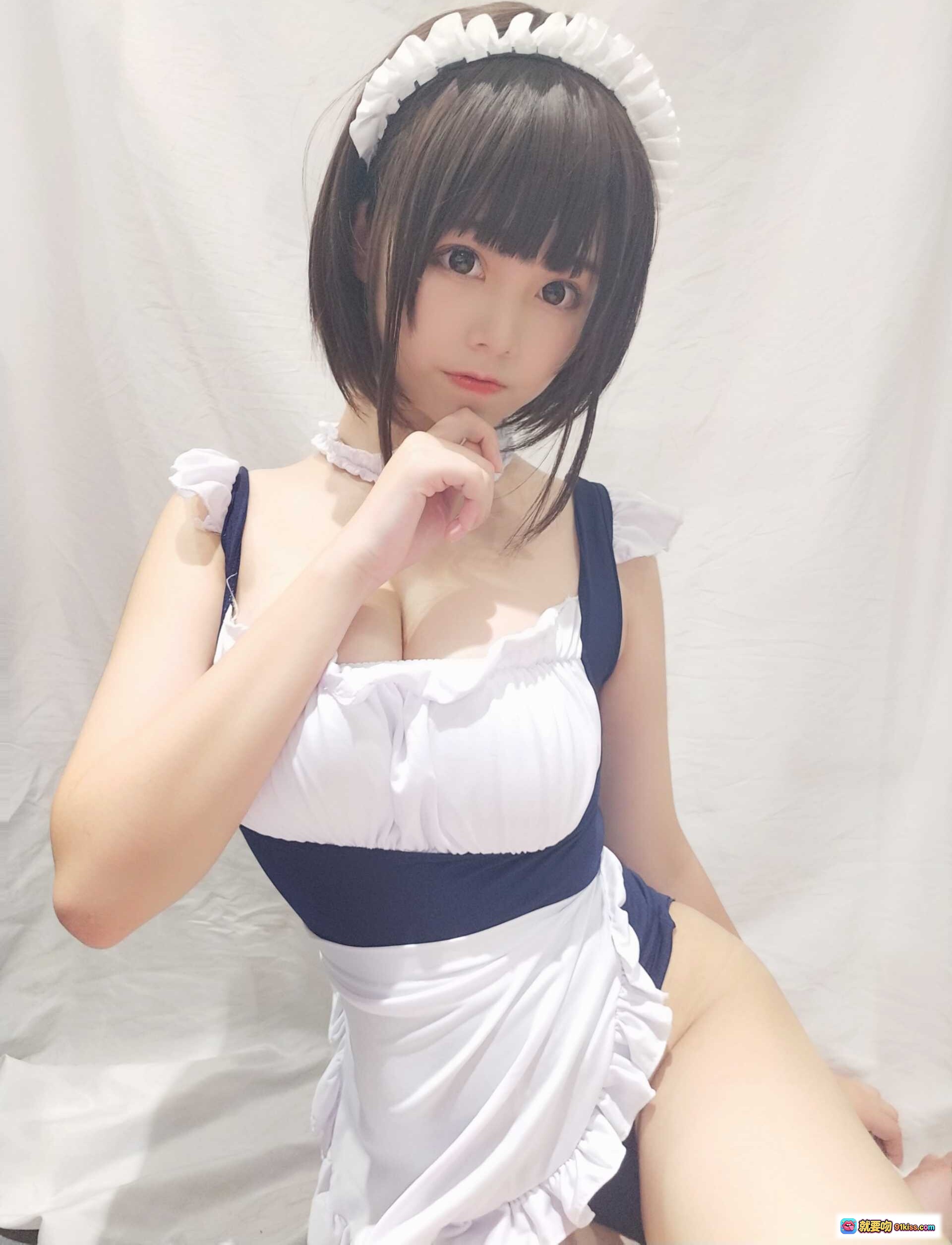 图片[8] - 蜜汁猫裘NO.010女仆死库水写真 甜美短发+蕾丝领结+深V荷叶边+性感曲线 30P高清图集 - 就要吻