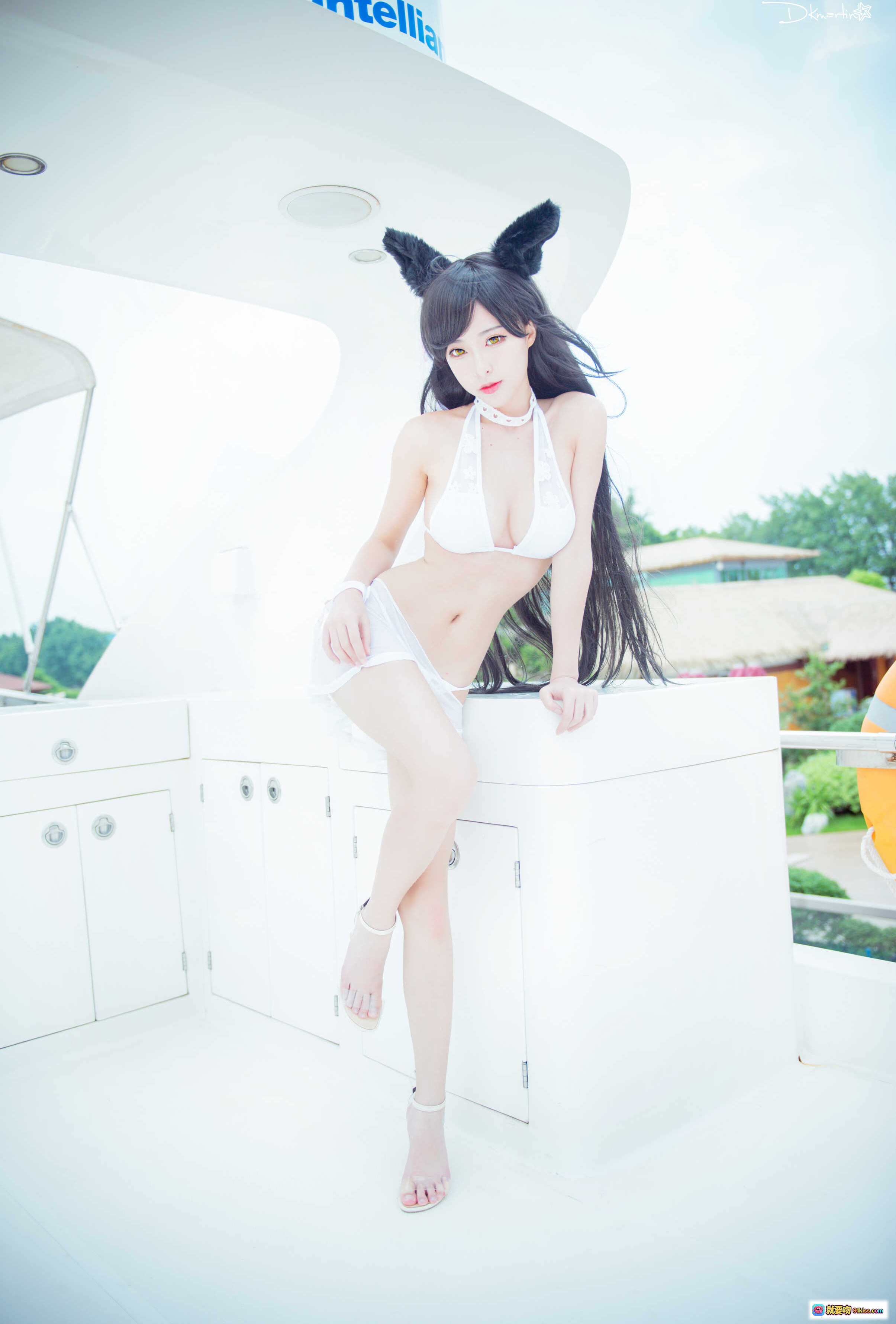 图片[6] - 清水由乃爱宕泳装Ver cosplay写真 | 白色比基尼猫耳长发湖边美少女摄影集 - 就要吻